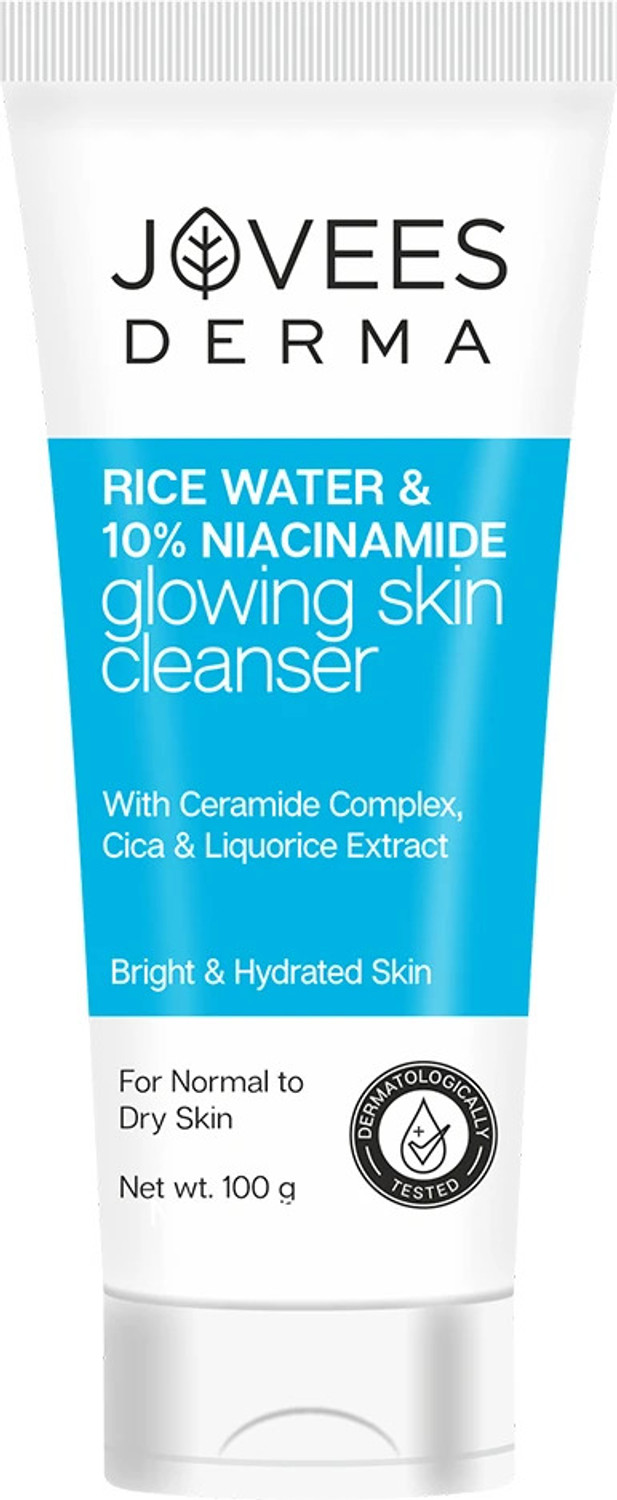 Image of JOVEES Derma Rice Water & 10% Niacinamide Glowing Skin Cleanser | Brightens, Helps Fade Blemishes & Even Tone | Softens & Smoothens Skin | Gentle For All Skin Type | For Men & Women Face Wash