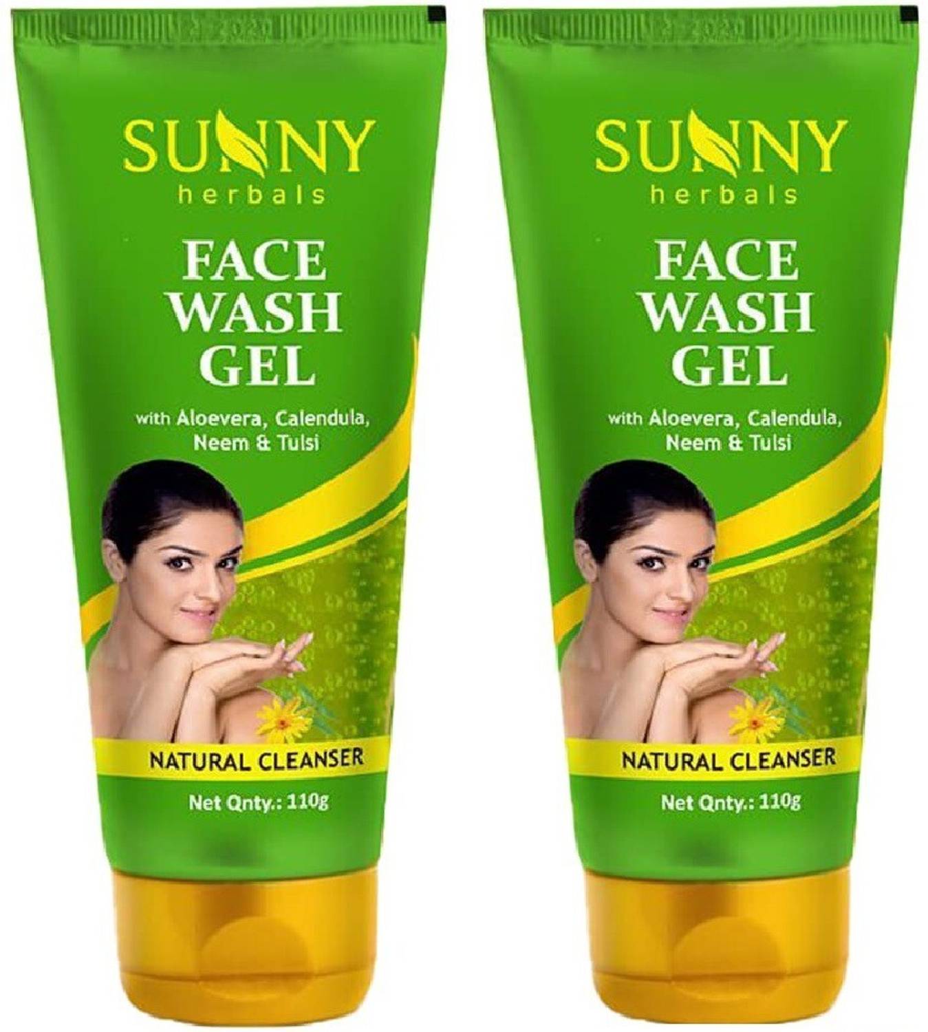 Sunny Herbals Gel With Aloevera, Calendula, Neem & Tulsi ( Pack of 2) 110g X 2 Face Wash