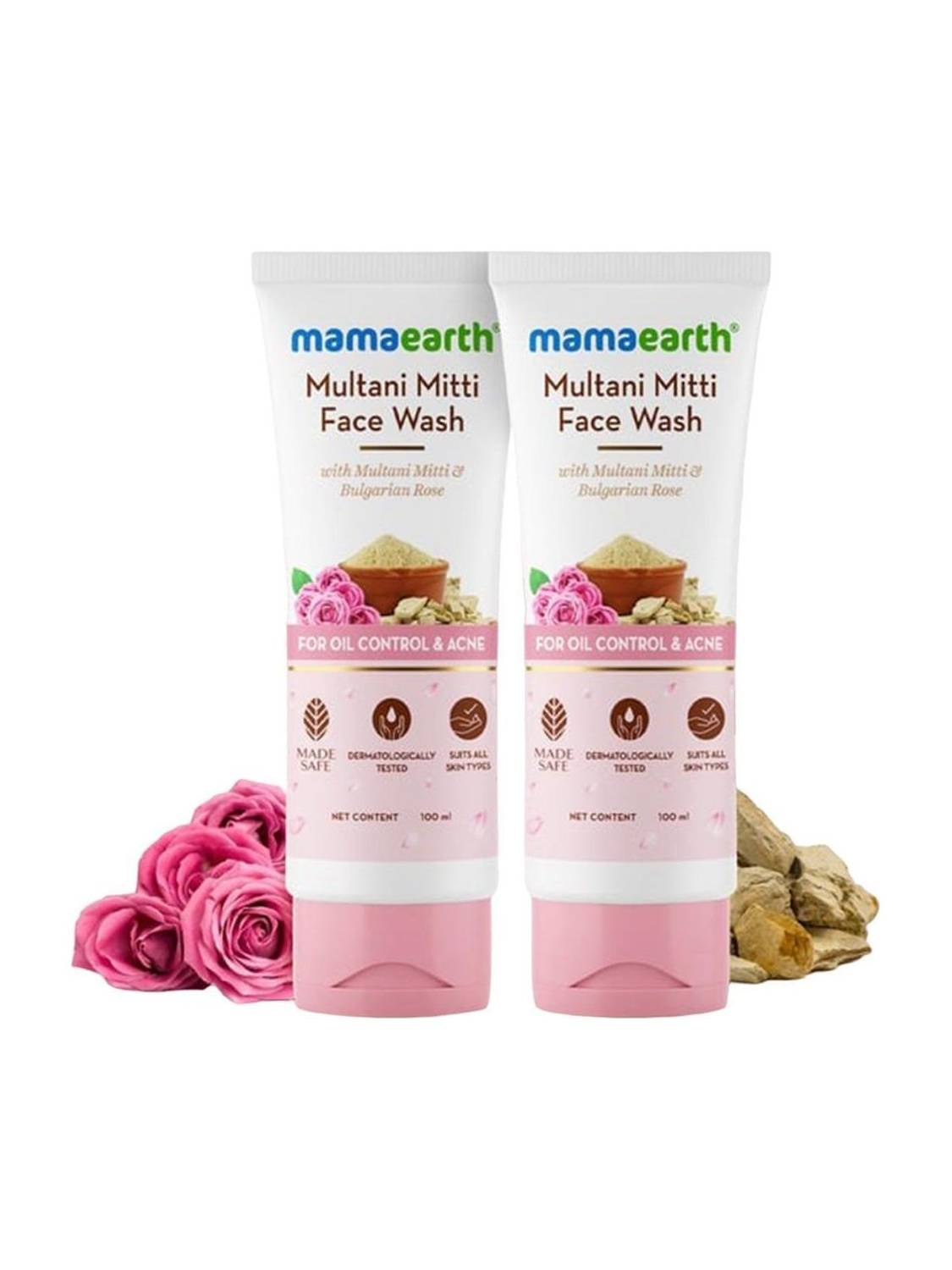 Mamaearth Multani Mitti  with Bulgarian Rose For Oil Control & Acne (Pack of 2) Face Wash