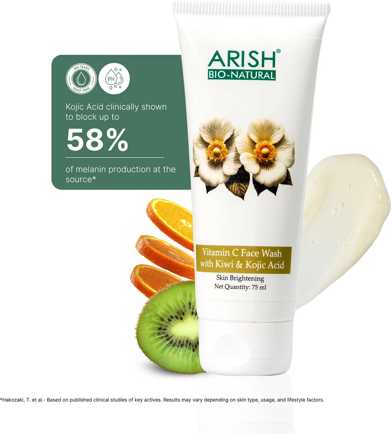 ARISH BIO-NATURAL Vitamin C  with Kiwi & Kojic Acid Face Wash