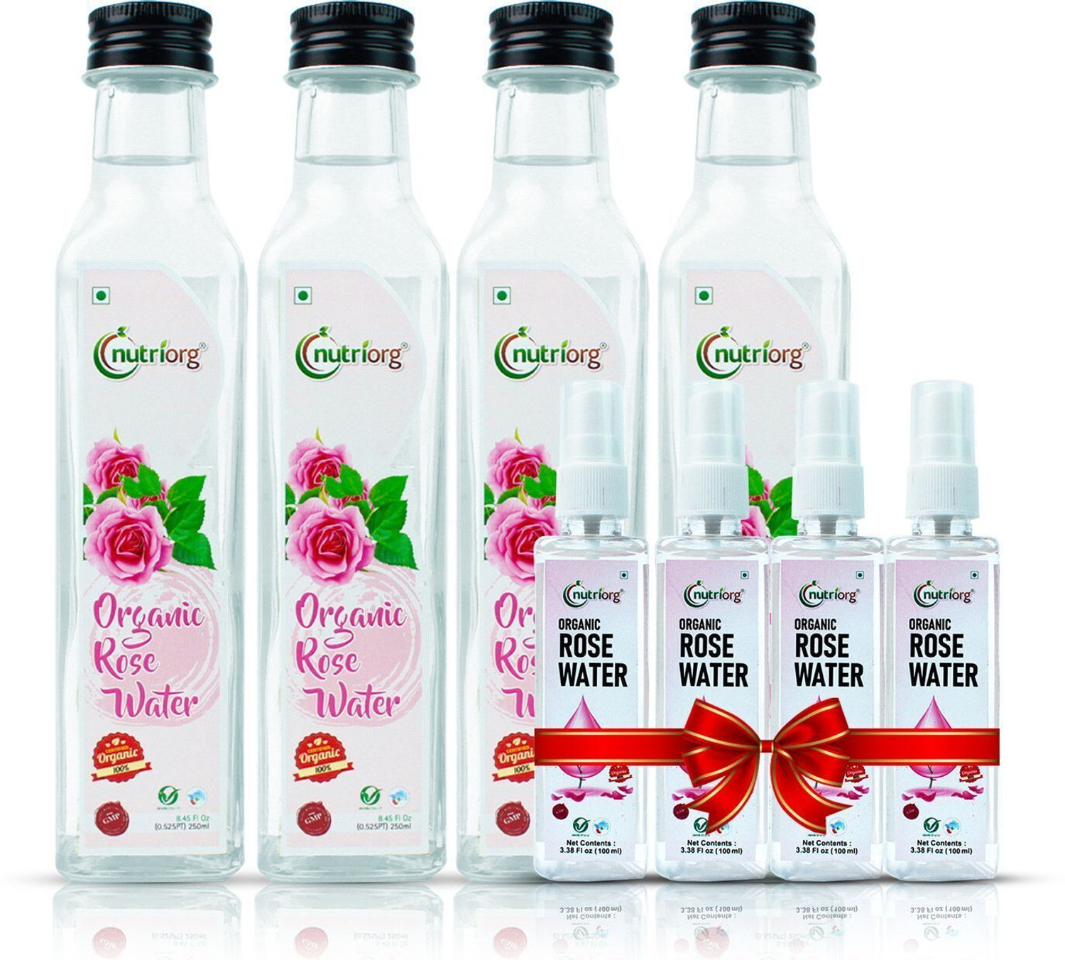 Image of Nutriorg Certified Organic Rose Water 250ml (Pack of 4) Face Wash