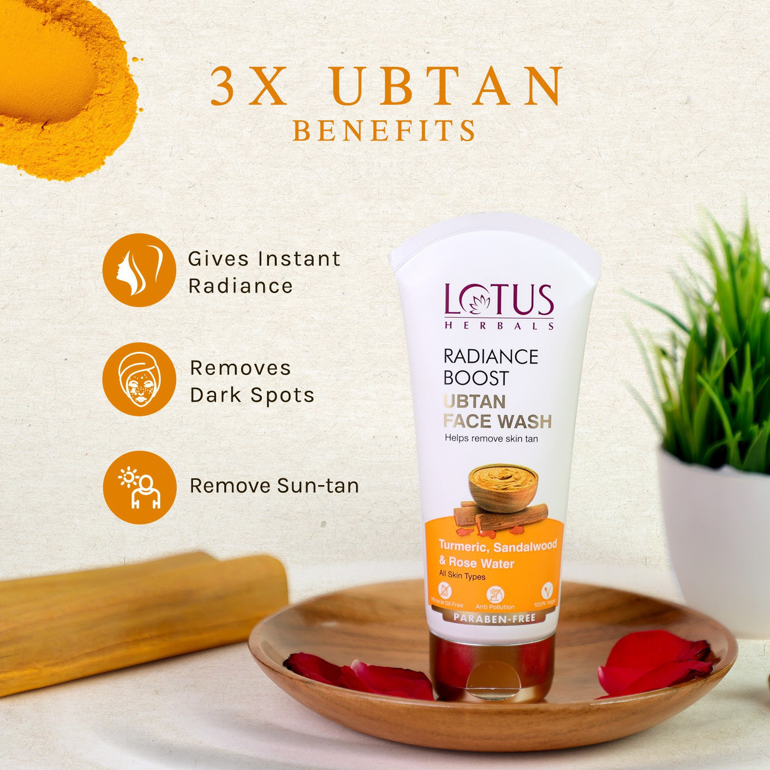 Image of LOTUS HERBALS Radiance Boost Ubtan |Glowing Skin|Reducing Dark Spots Face Wash