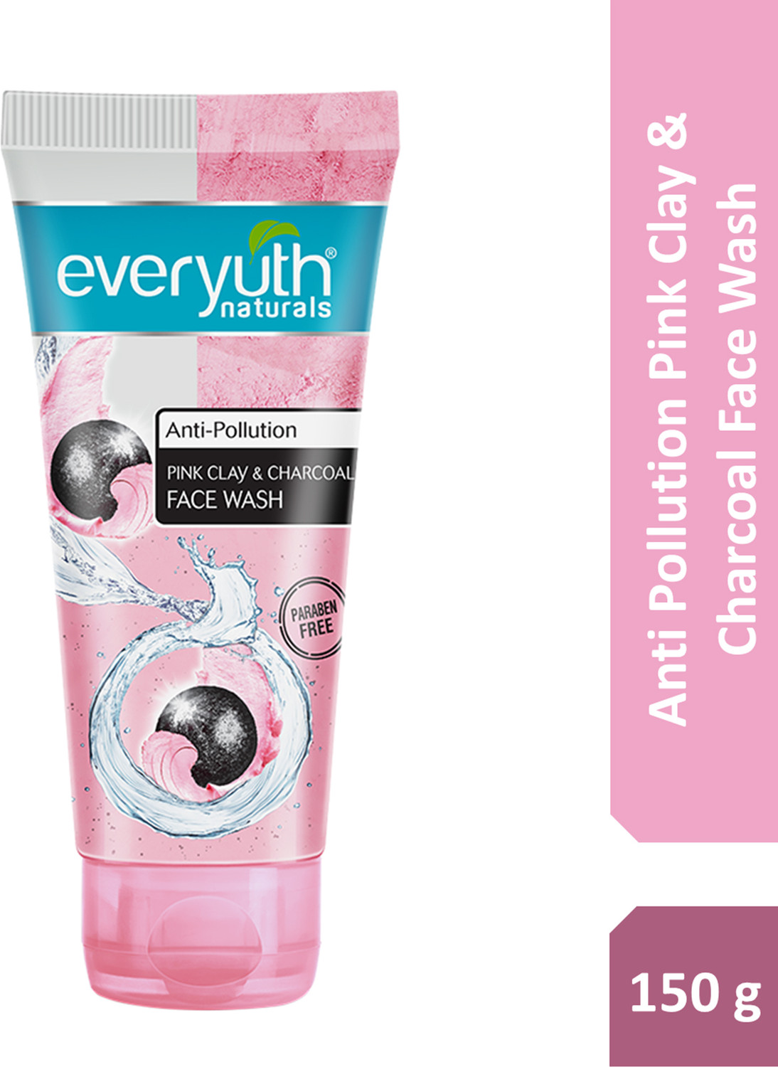 Image of Everyuth Naturals Anti Pollution Pink Clay & Charcoal | For all skin types (Oily / Dry) Face Wash