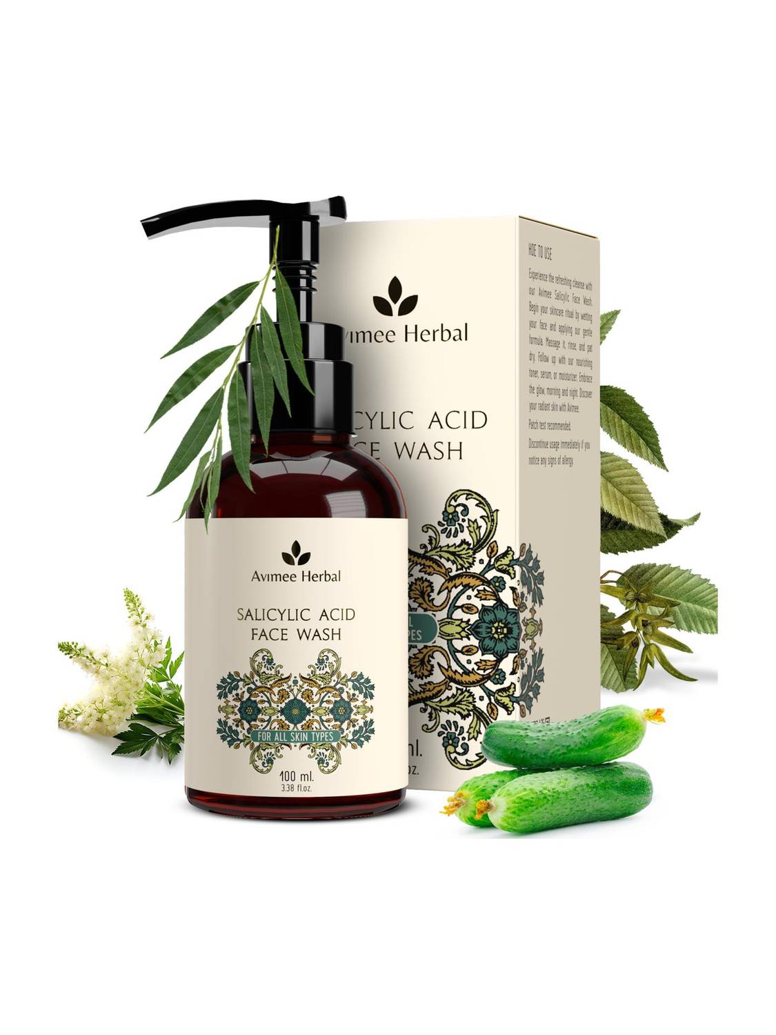 Avimee Herbal 2% Salicylic Acid  for Oily Skin | Sulphate Free, For Acne or Pimples Face Wash