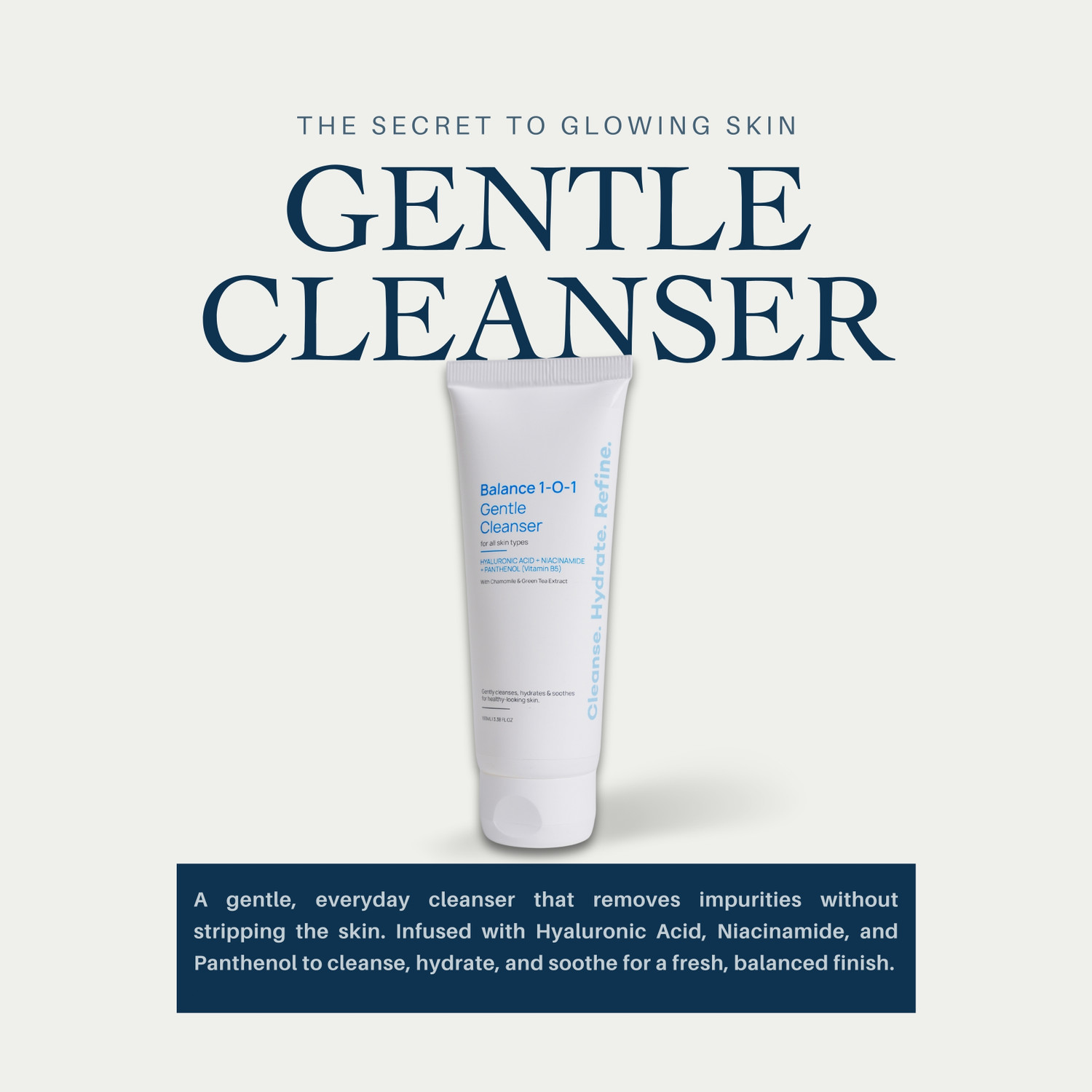 Image of SAYY Balance 1-O-1 Gentle Hydrating Face Cleanser with Niacinamide & Hyaluronic Acid Face Wash