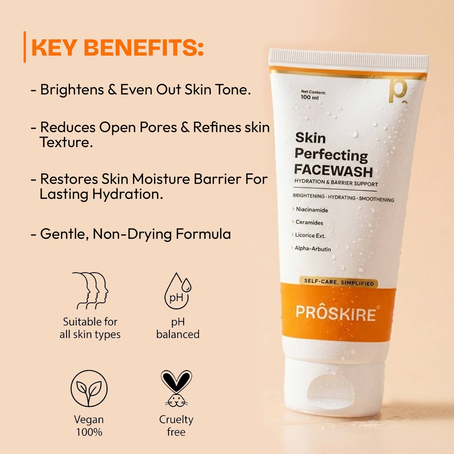 Proskire Skin Perfecting Oil-Free Face Wash 100 ml - Image 2