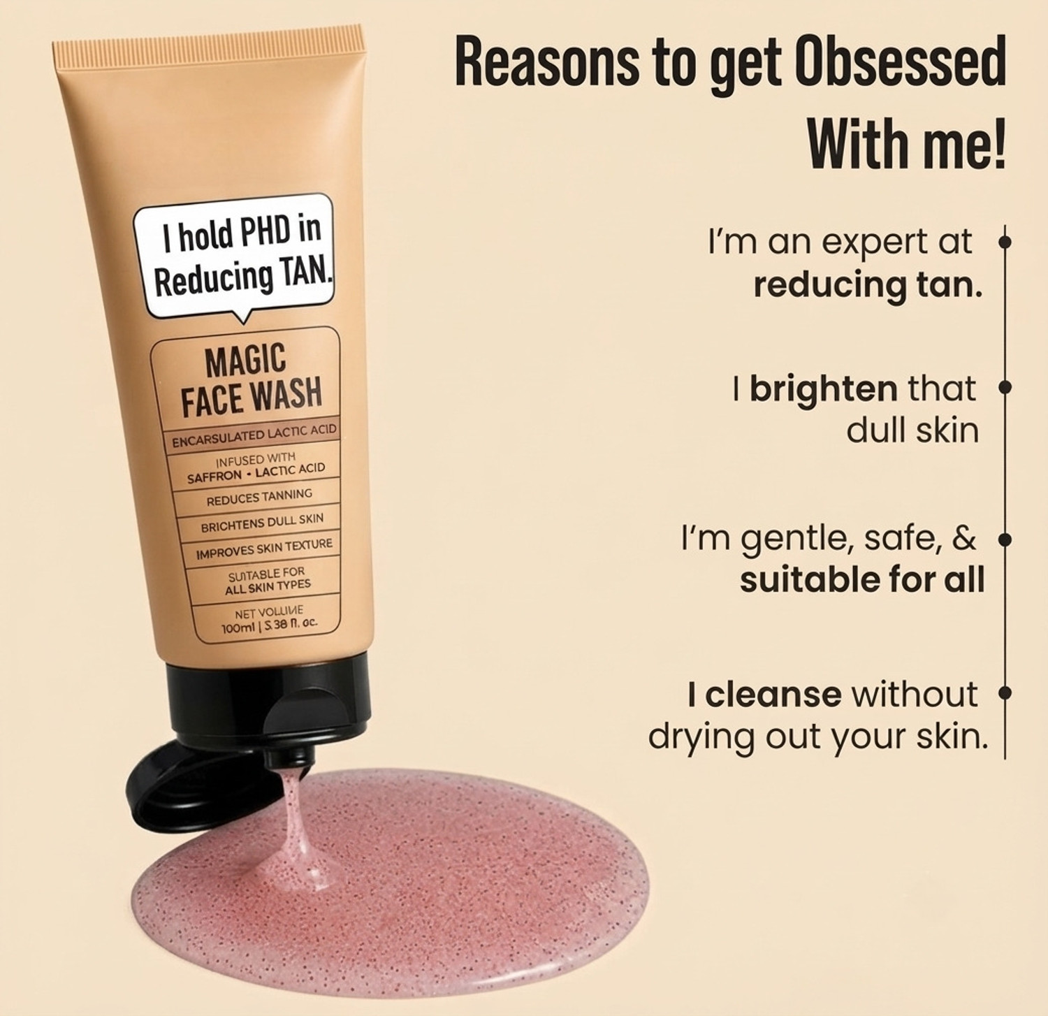 Image of Ghar Magic Facewash, Tan Removal, Anti-Ageing Face Wash (100 ml)