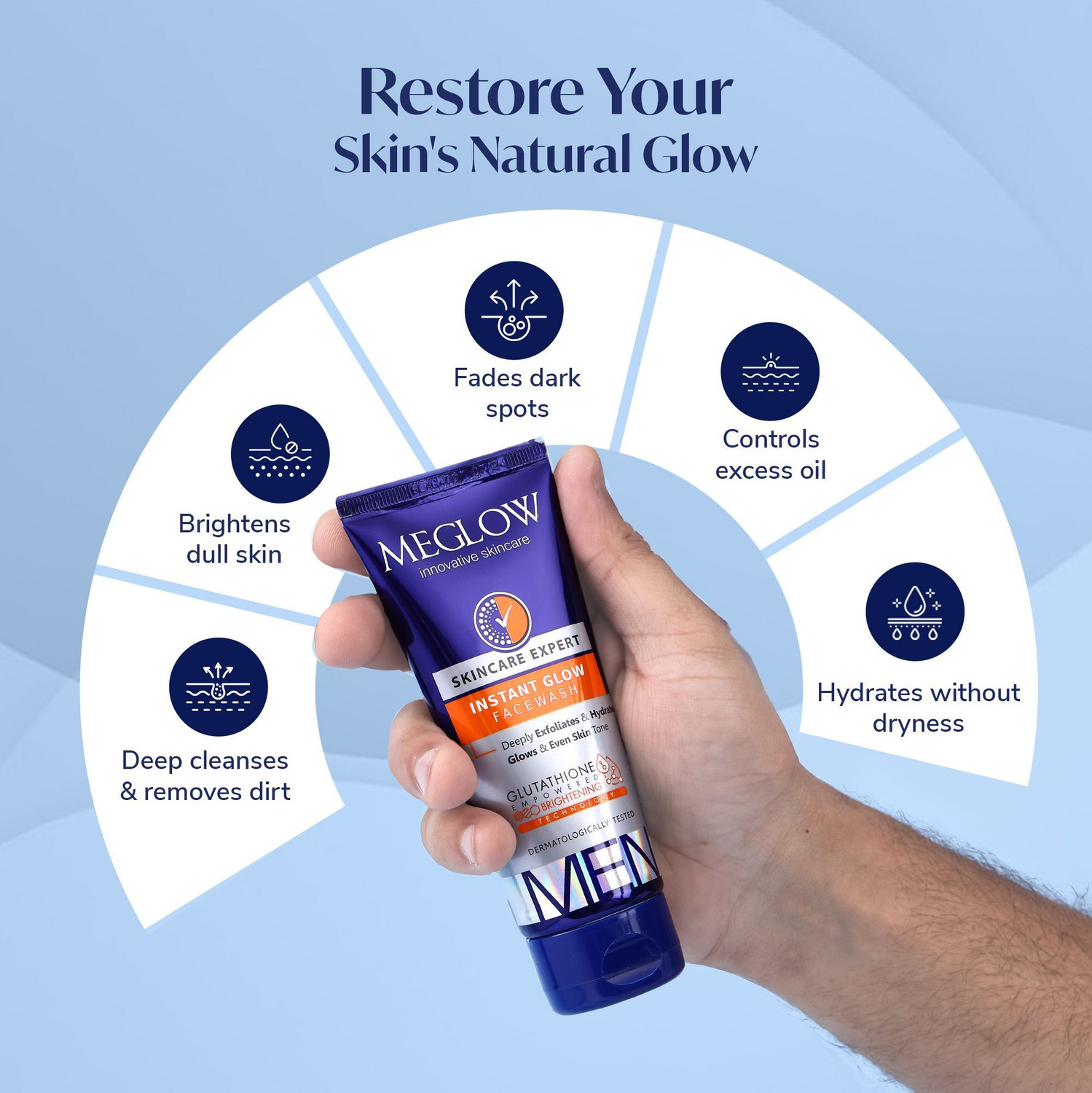 Image of meglow Instant Glow Facewash For Daily Use with Vitamin E for Healthier & Brighter Skin Face Wash