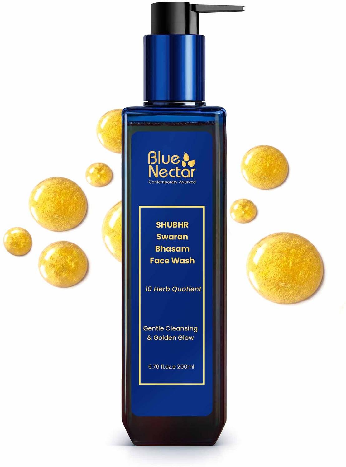 Blue Nectar 24K Gold for Glowing Skin, Ayurvedic Cleanser for Oily & Dry Skin Face Wash