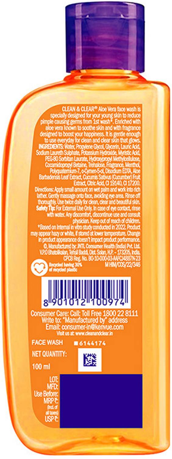 Clean & Clear Aloe Vera Face Wash 100ml - Image 2
