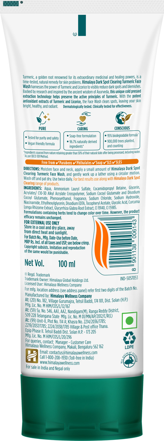 Image of HIMALAYA Dark Spot Clearing Turmeric Face Wash