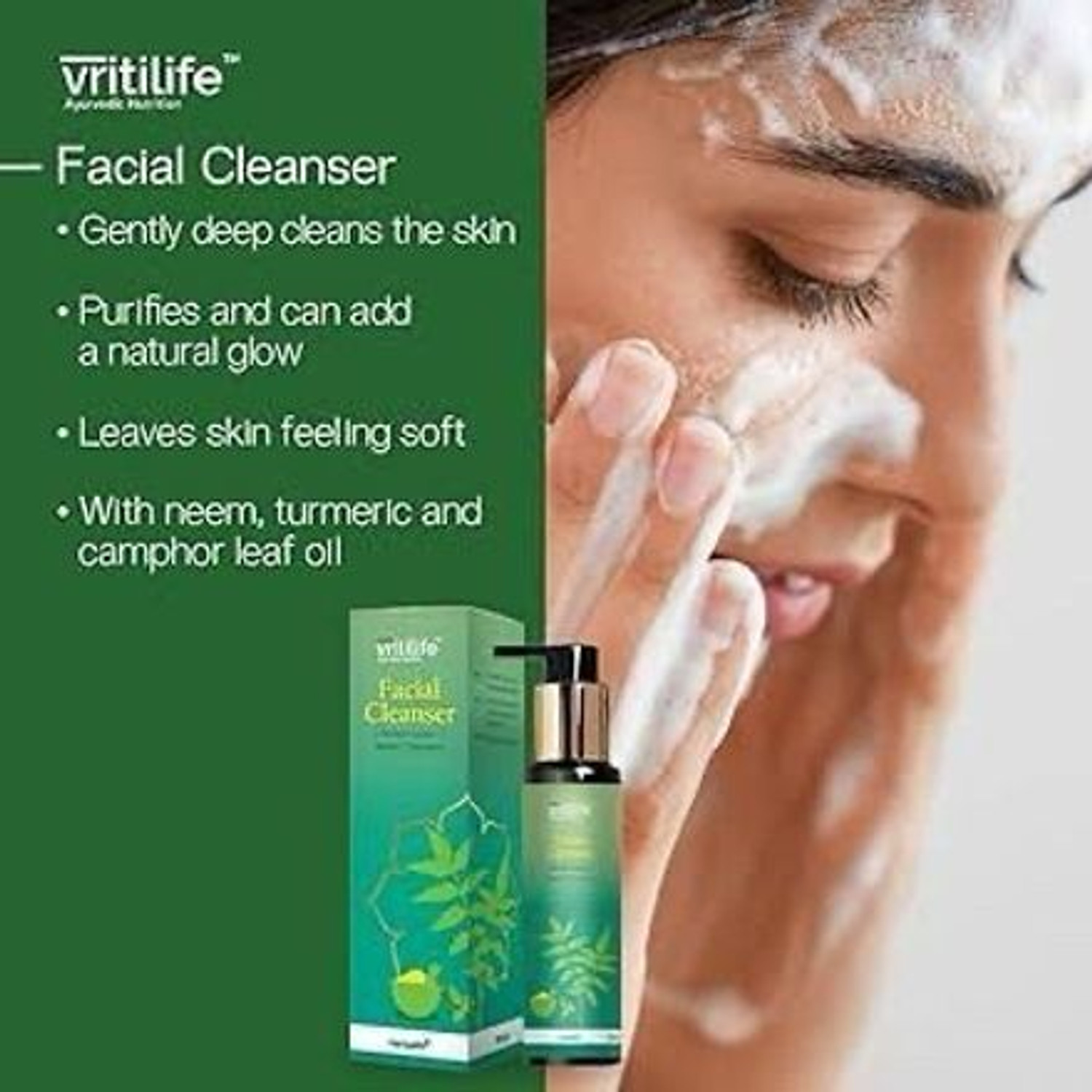 Image of Vritilife Herbalife Facial Cleanser Neem & Turmeric, All Skin Types Face Wash