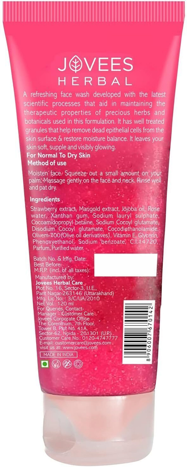 Image of JOVEES Strawberry 120 ml (PACK OF 1) Face Wash
