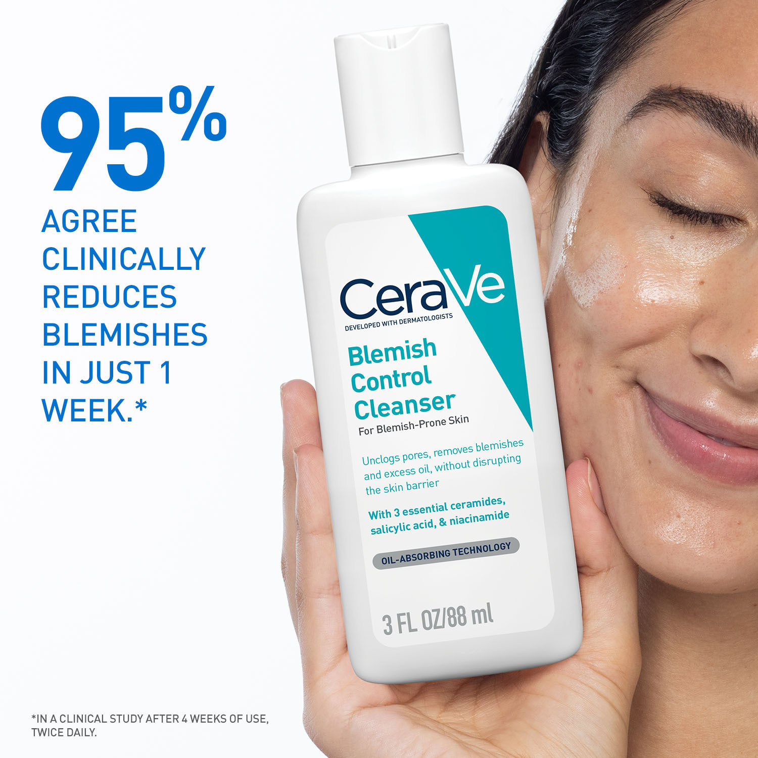 Image of CeraVe Blemish Control Cleanser with 2% Salicylic Acid & Niacinamide for Acne-prone skin Face Wash (88 ml)