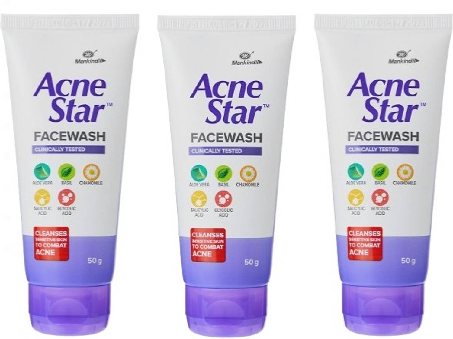 acnestar Unisex Face Wash 3 Pc 50 Gr 3 Pieces - Image 1