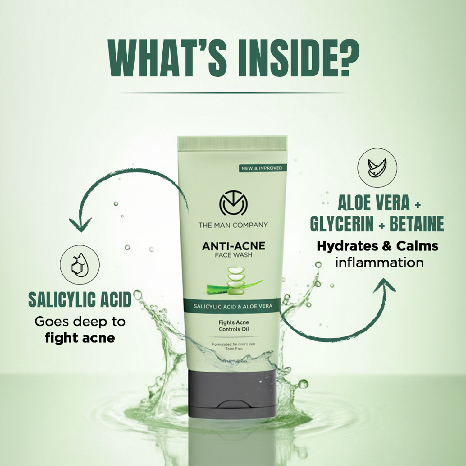 Image of THE MAN COMPANY Anti-Acne Facewash for Pimples & Blackheads Aloe Vera & Salicylic Acid Men's Face Wash