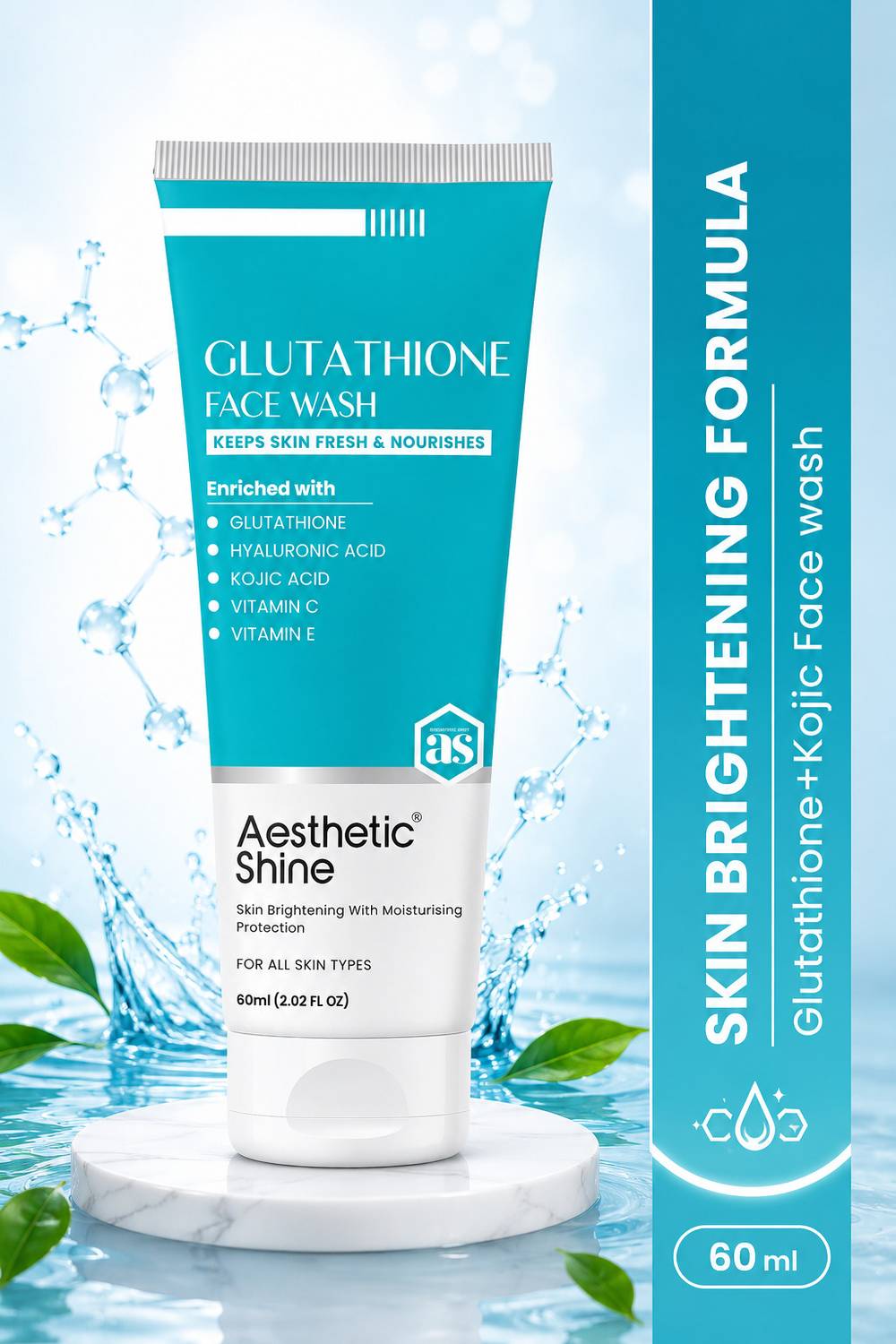 glutathione niacinamide face wash Aesthetic Shine Glutathione With Hyaluronic Acid , Kojic Acid, Niacinamide  & Betaine Face Wash