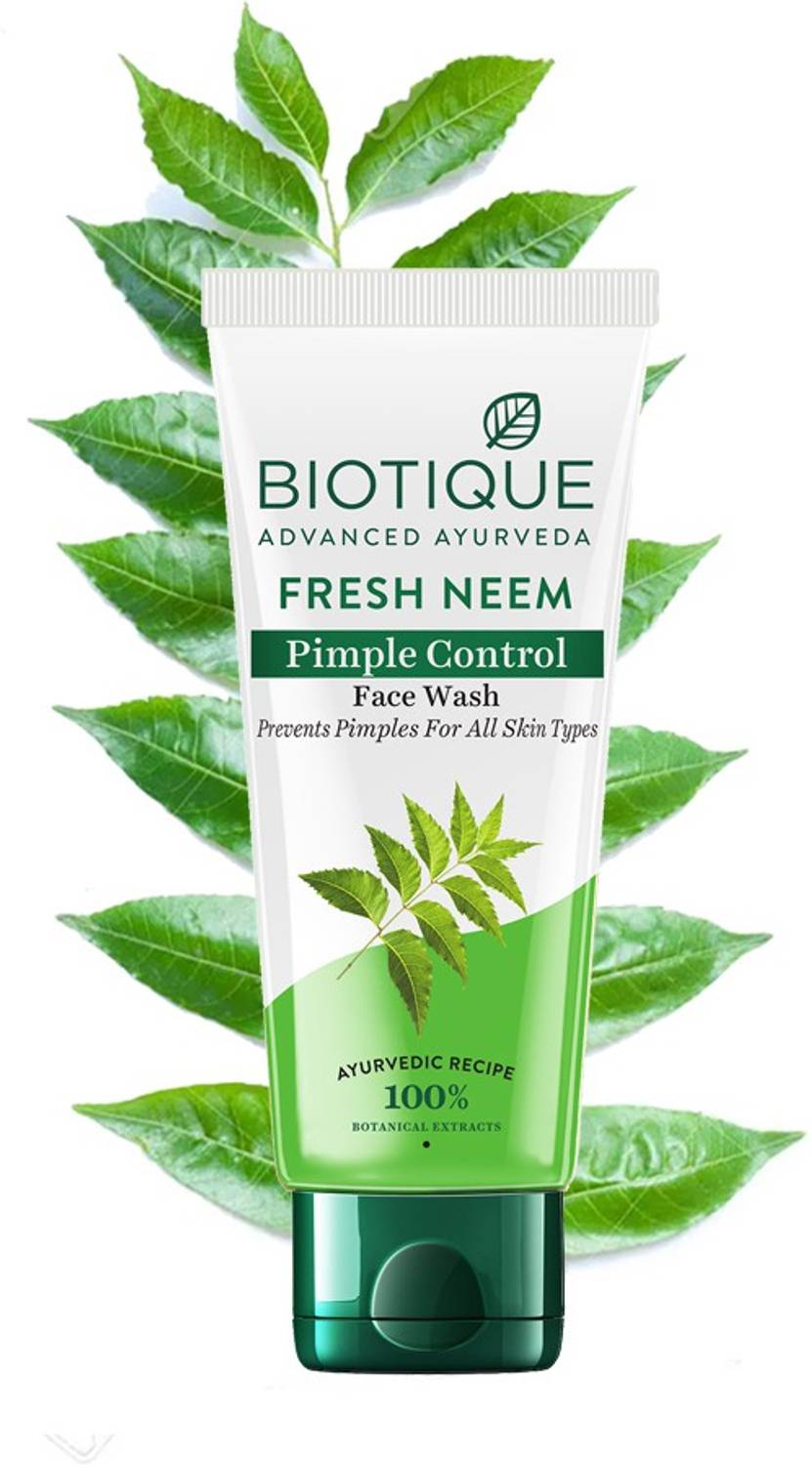 BIOTIQUE Fresh Neem Pimple Control | Ayurvedic and Organically Pure| Prevents Pimples |100% Botanical Extracts| Suitable for All Skin Types | 150mL Face Wash