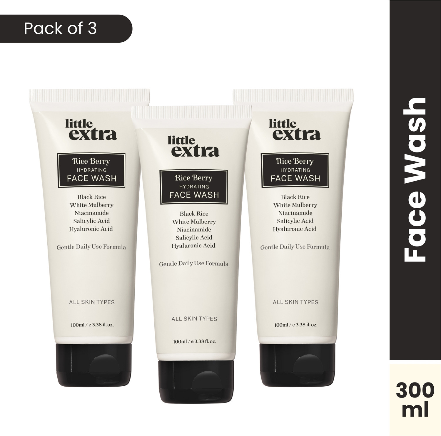 Image of Little Extra Rice Berry for Bright Glowing Skin, Daily Use, Mild and Gentle, Salicylic Acid, Niacinamide, Hyaluronic Acid, Sulfate-Free Face Wash