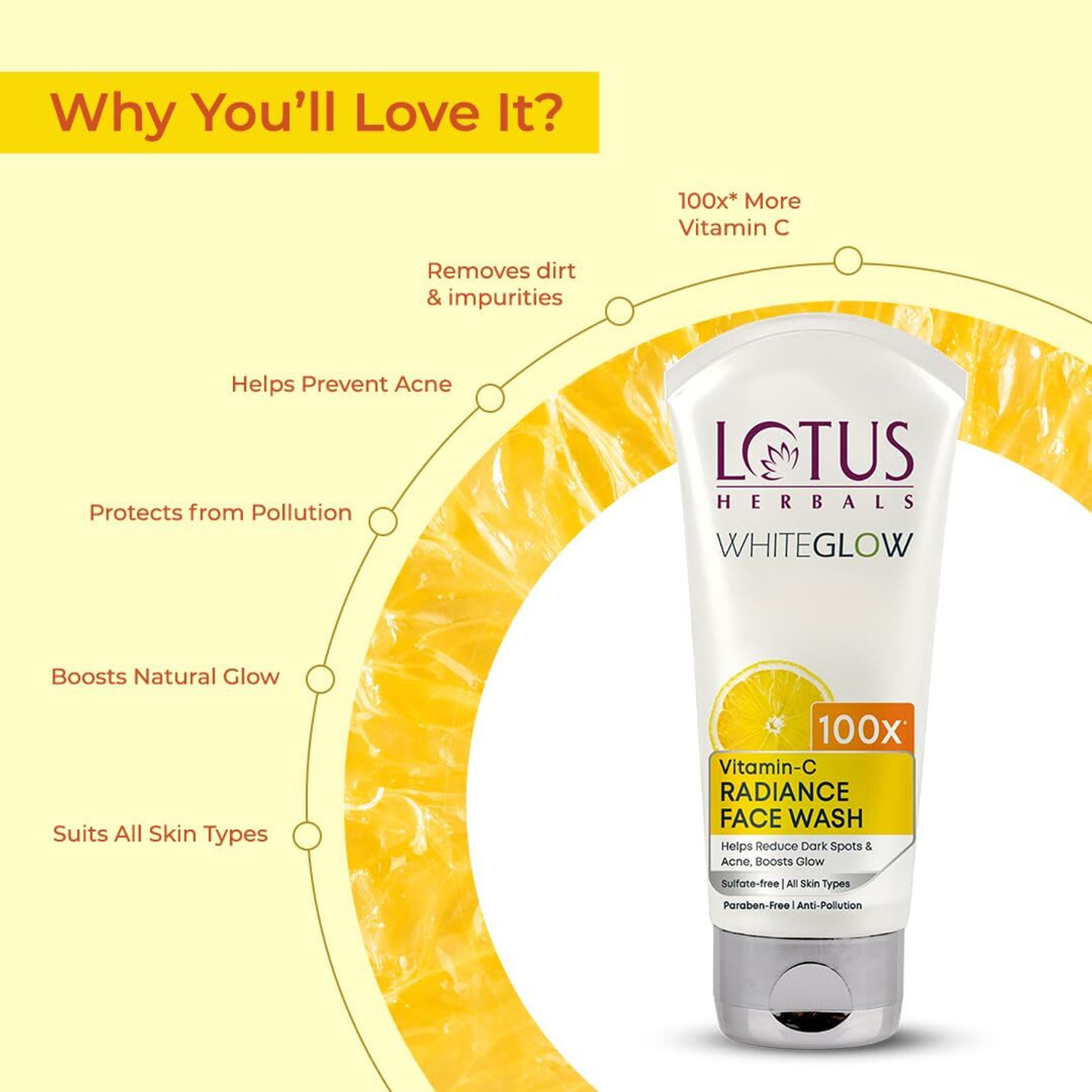 Image of LOTUS HERBALS WhiteGlow Vitamin-C Radiance Facewash ( Pack of 2 ) (100gm * 2 ) Face Wash (200 g)
