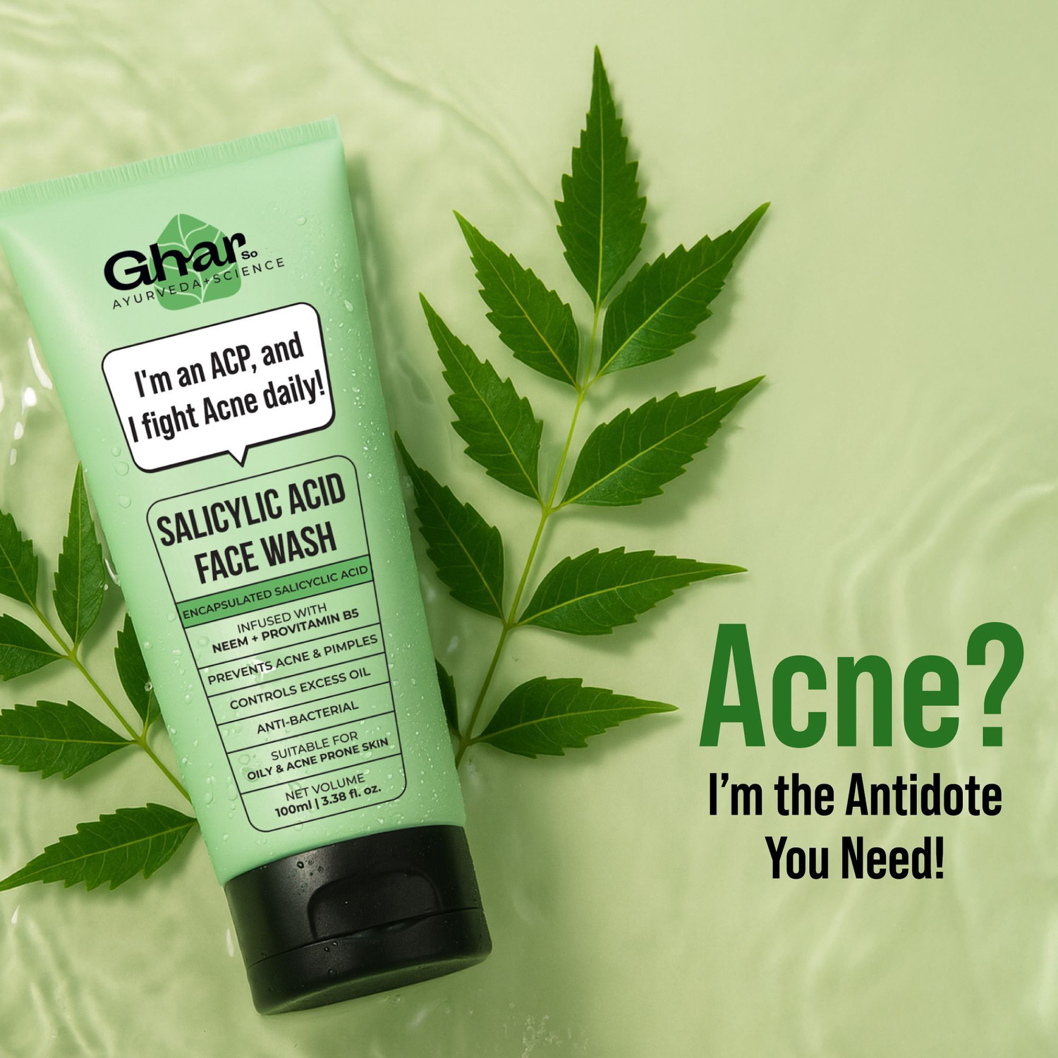 Image of Ghar Soaps Anti Acne | With Salicylic Acid, Neem & Niacinamide Face Wash