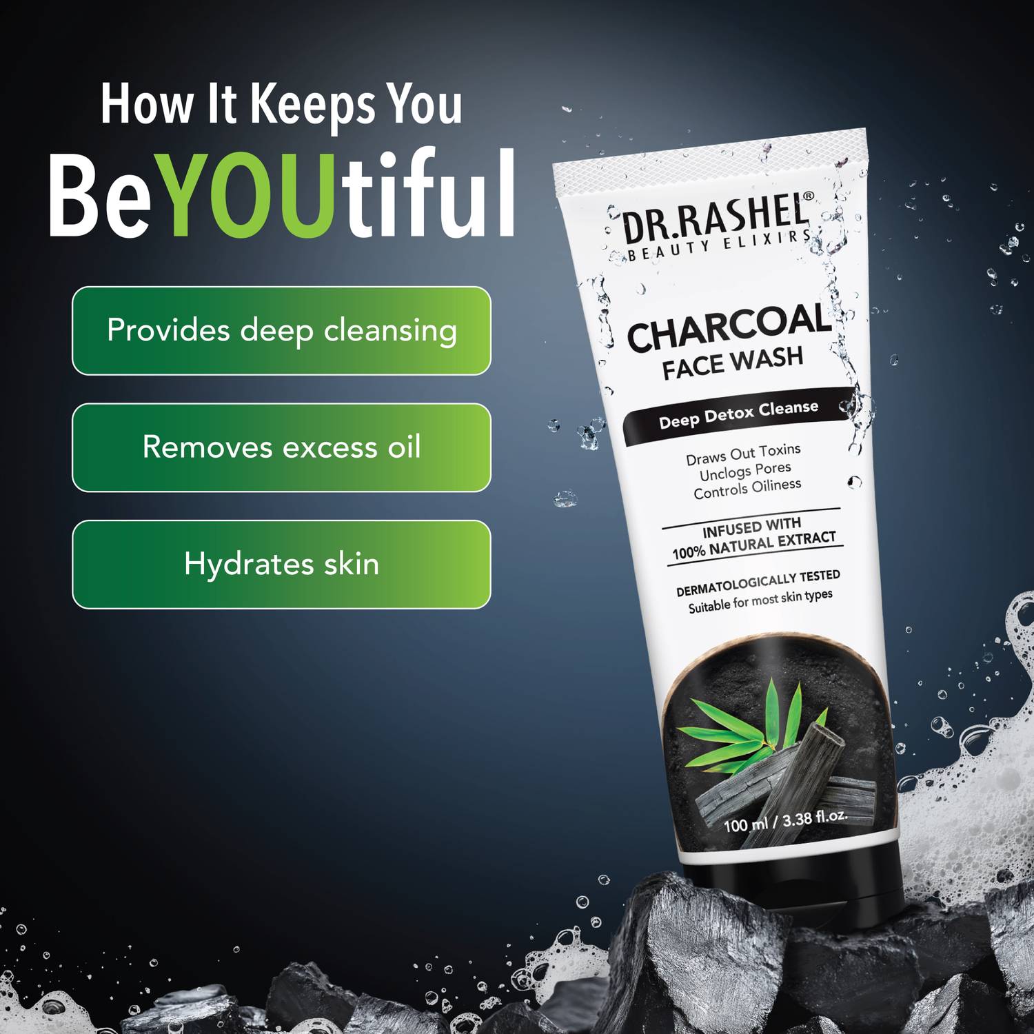 DR.RASHEL Charcoal Face Wash 100 ml - Image 4