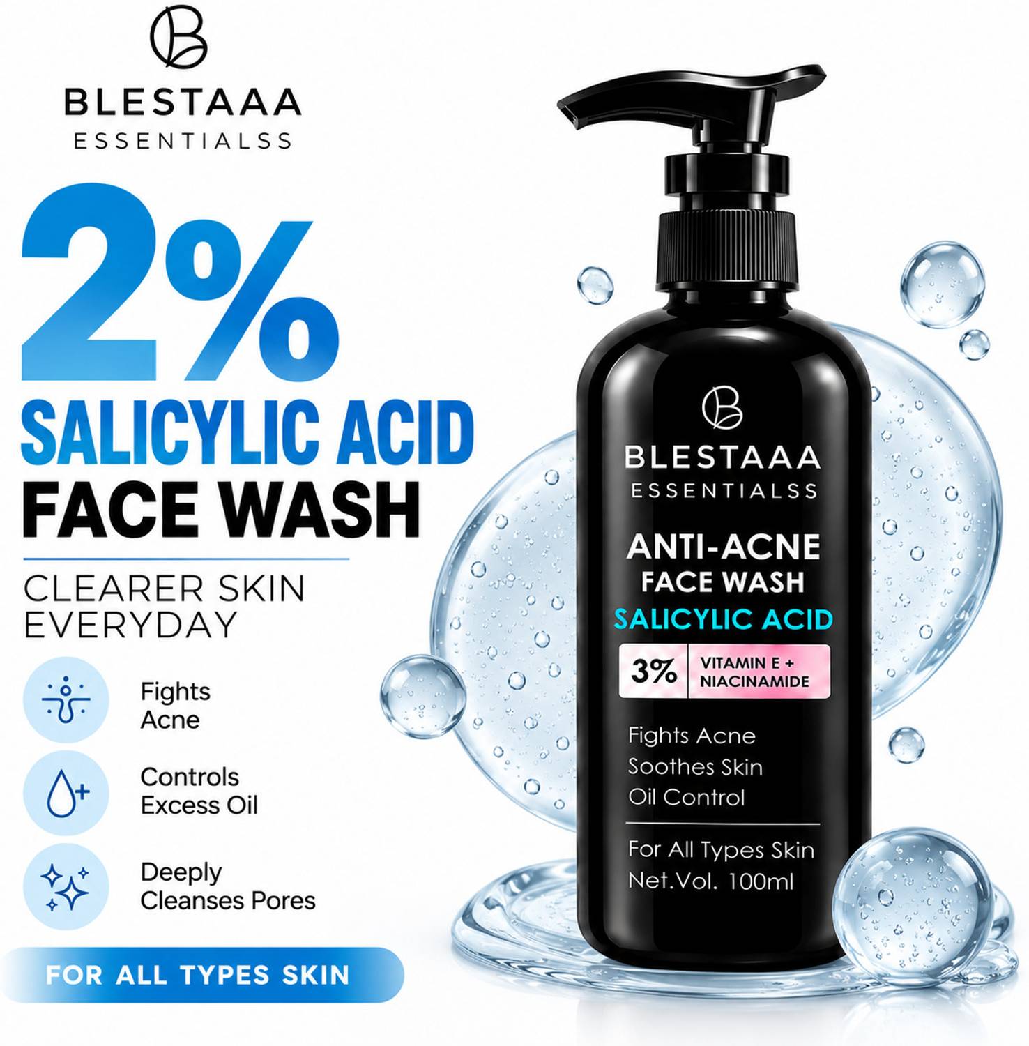 blestaaa essentialss Salicylic Acid Face Wash - Image 1