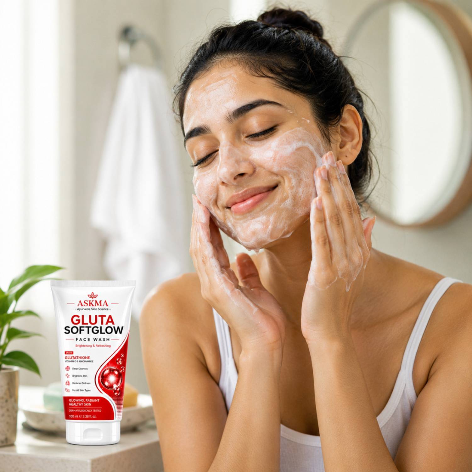 soft glow glutathione Askma Gulta softglow facewash with Glutathione, Kojic Acid & Vitamin C Face  Wash