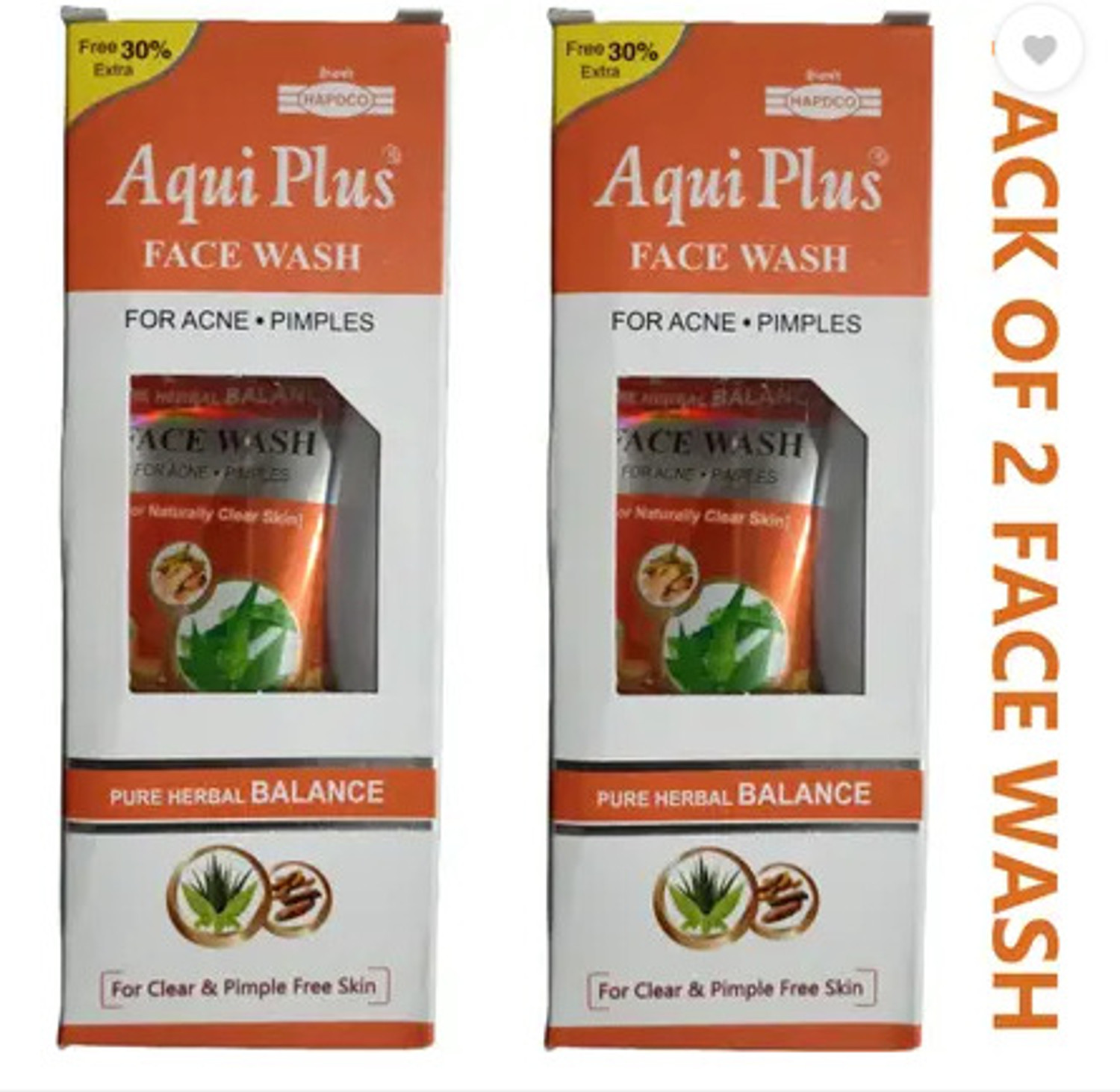 Image of HAPDCO AQUI PLUS FACE WASH FOR ACNE & PIMPLES (PACK OF 2) Face Wash