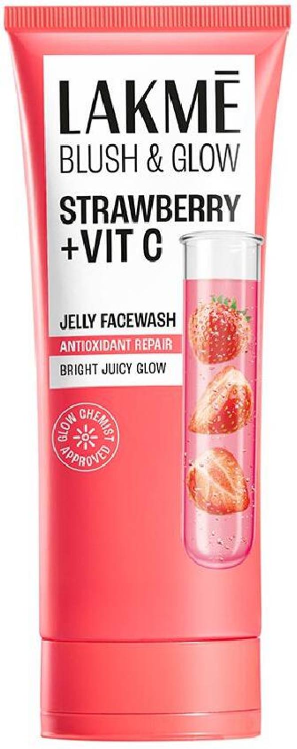 Lakmé Blush & Glow Strawberry + Vitamin C Jelly Face Wash 100 g - Image 1