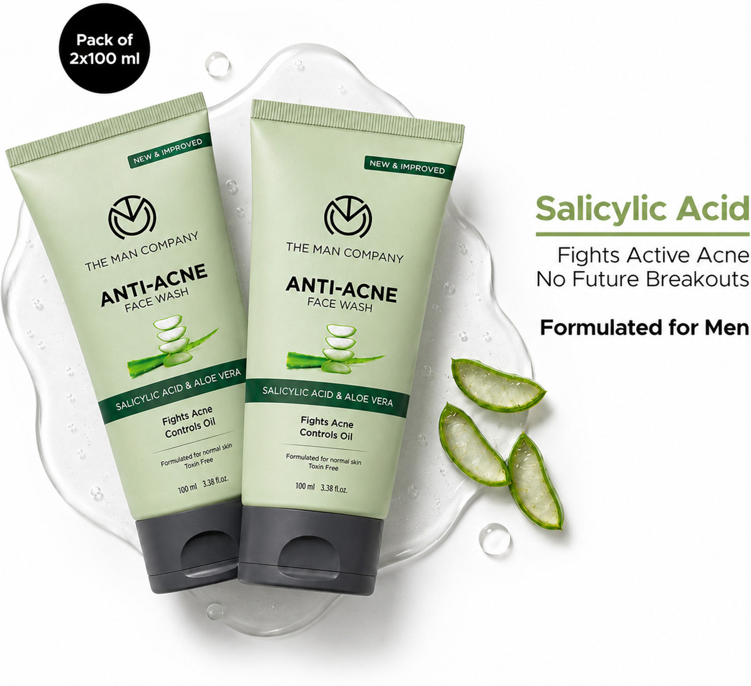 Image of THE MAN COMPANY Anti-Acne Facewash for Pimples & Blackheads Aloe Vera & Salicylic Acid Men's Face Wash