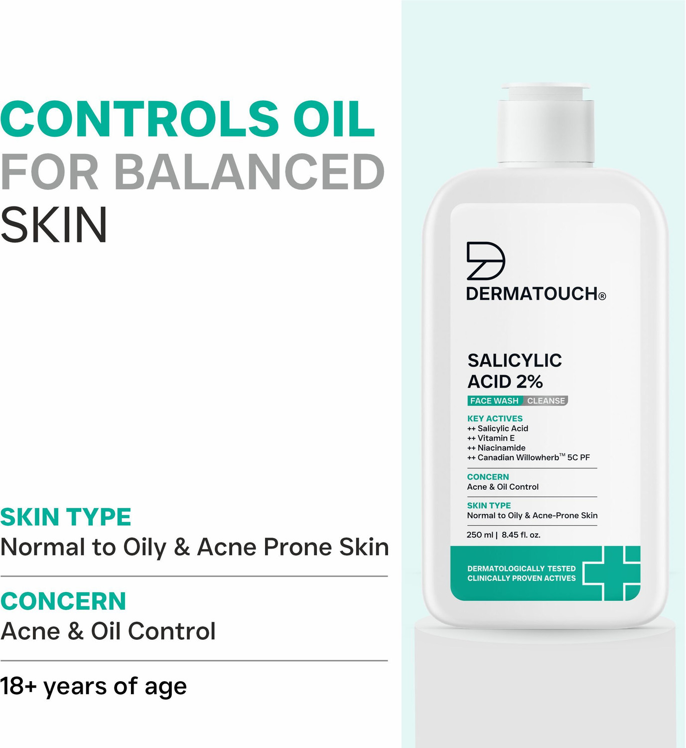 Image of Dermatouch Salicylic Acid 2% | For Acne & Oil Control| 250ml Face Wash
