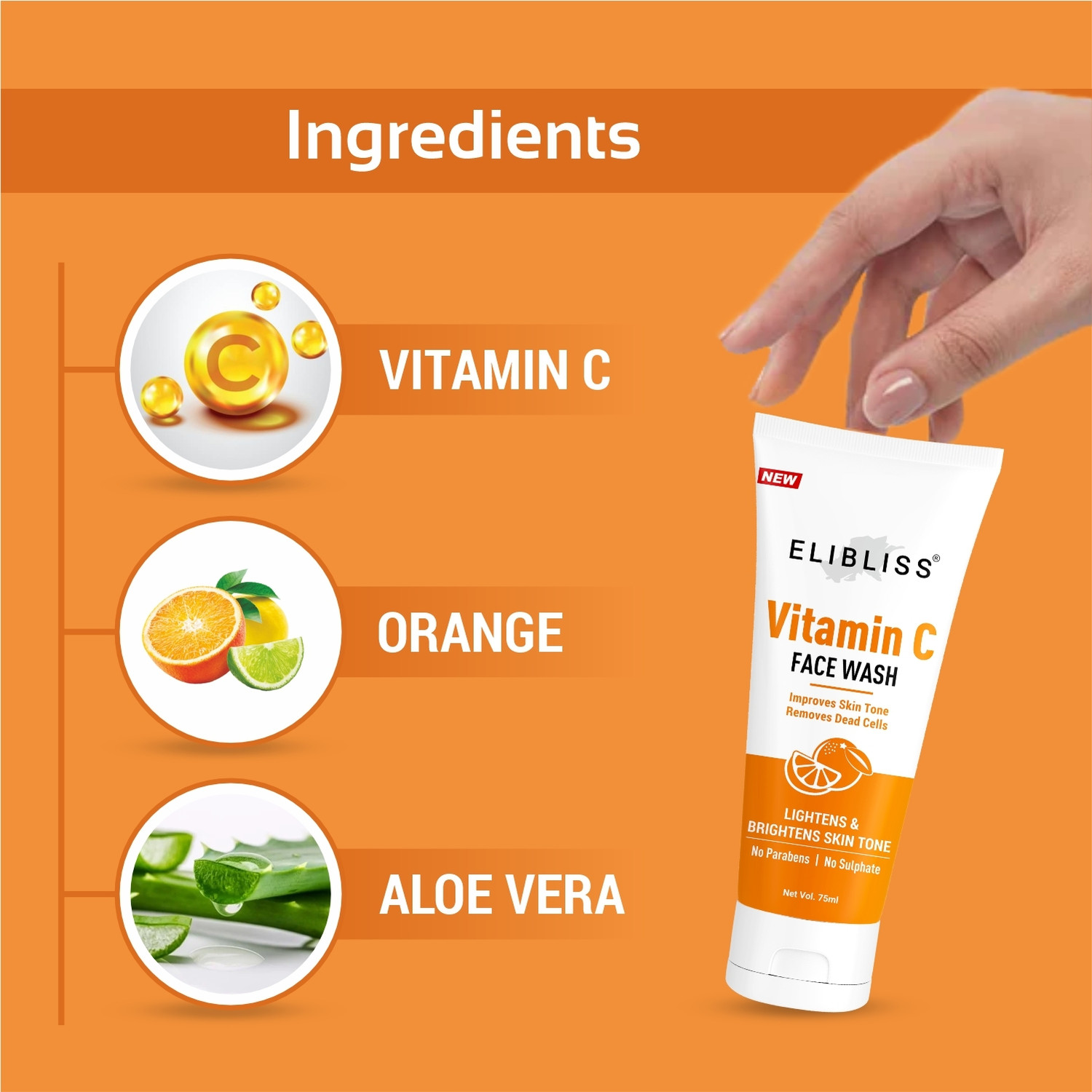 Image of ELIBLISS Vitamin C For Skin Brightening, Face Glow And Deep Cleansing Face Wash