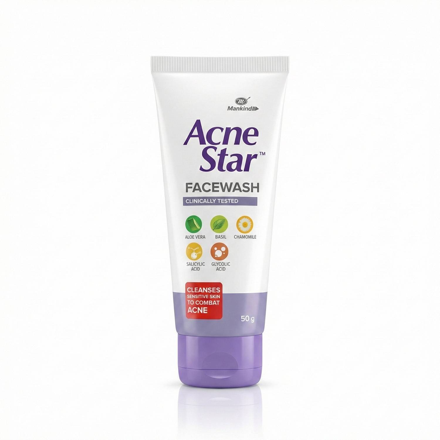 acnestar Salicylic & Glycolic Acid  for Active Acne & Pimples - Oil Control Gel Cleanser with Aloe Vera & Basil for Sensitive Skin Face Wash