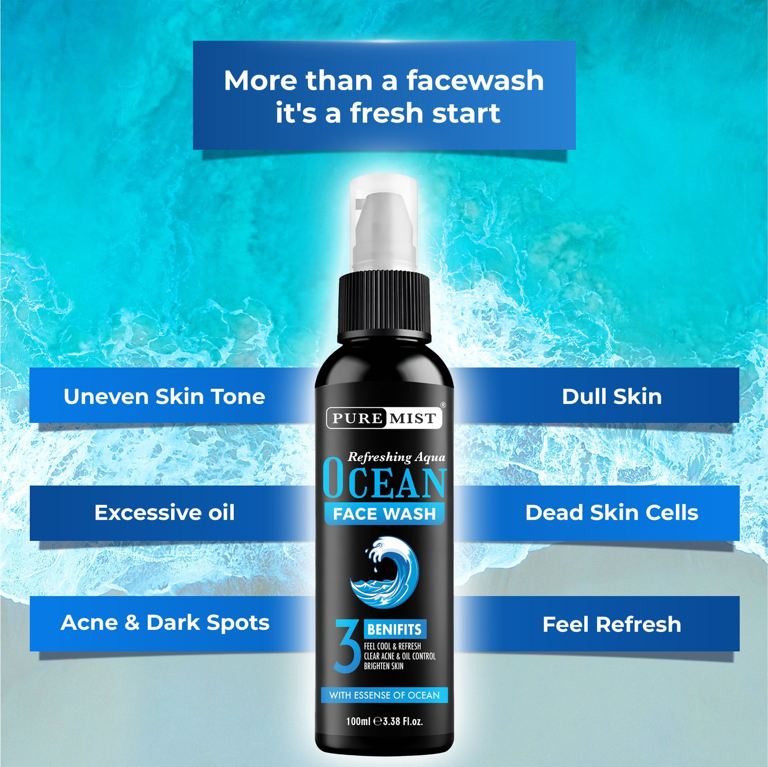 Image of Puremist Ocean Facewash for Men | Brightening | Daily Use | All Skin Types Face Wash