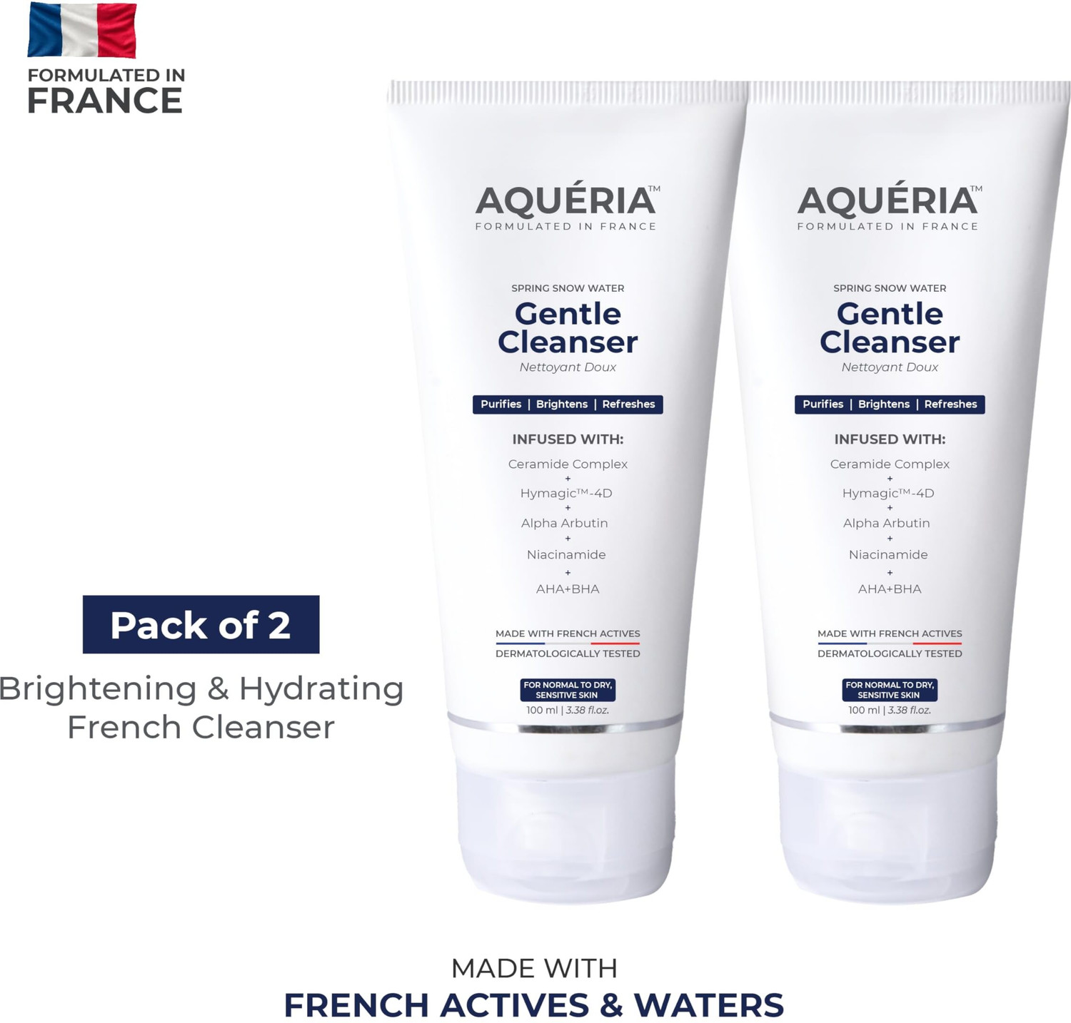 Image of Aqueria 3% Niacinamide Hydrating & Brightening French Gentle Cleanser | Normal to Dry, Sensitive Skin Face Wash