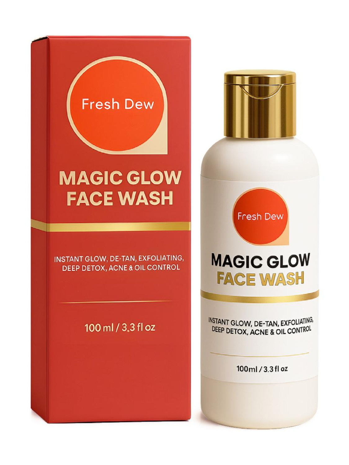 Fresh Dew Magic Glow Gel with Vitamin C, Peptides, Niacinamide & Hyaluronic Acid Brightening & Hydrating Daily Cleanser for a Radiant Glow for Men & Women Face Wash