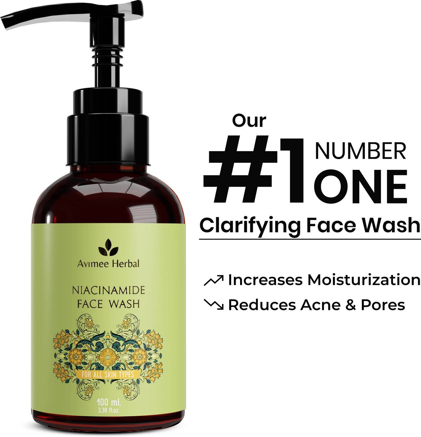 Avimee Herbal Niacinamide  | For Radiant and Glowing Skin | Gentle Skin Cleanser Face Wash