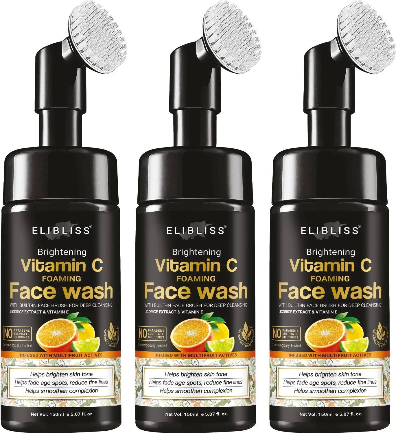 ELIBLISS Brightening Vitamin C Foaming Face Wash, Pack of 3 - Image 1