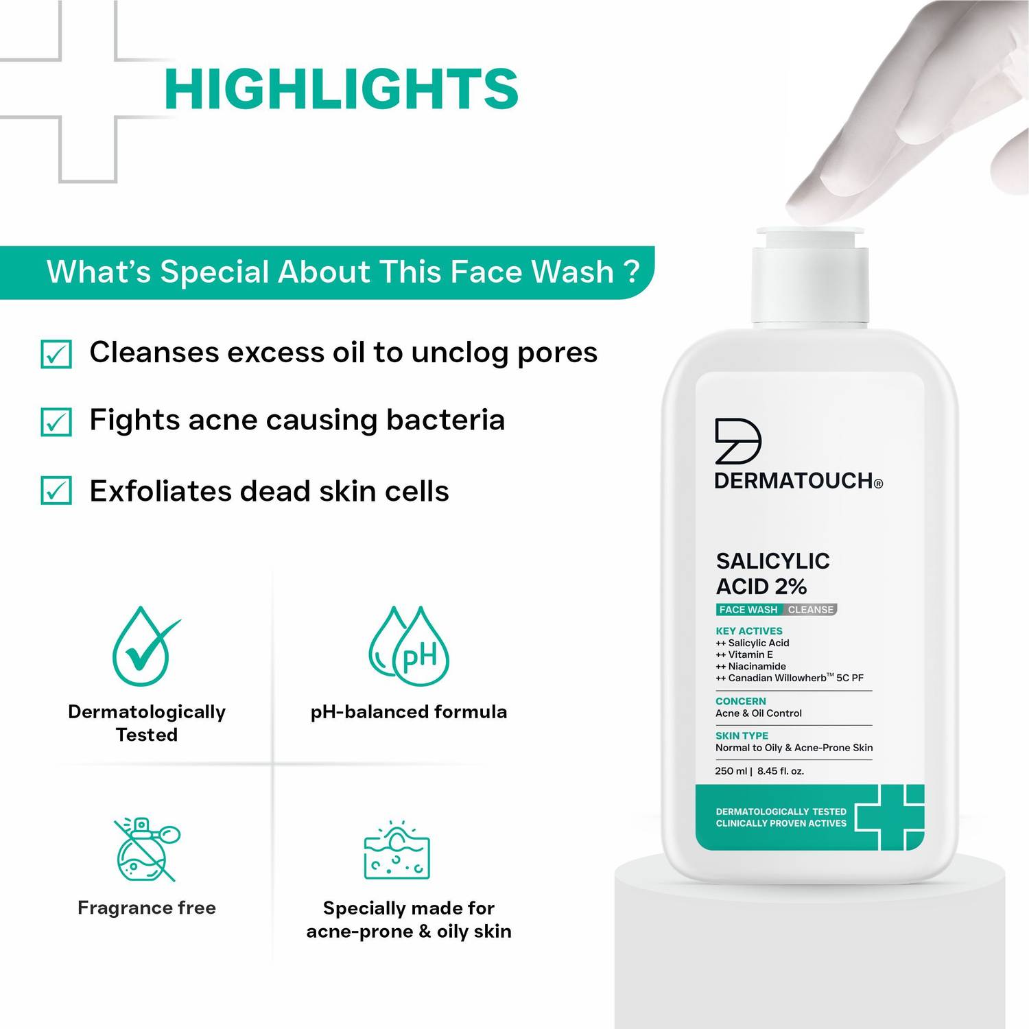 Dermatouch Salicylic Acid 2% Face Wash 250ml - Image 5