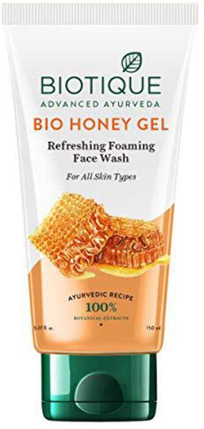 BIOTIQUE Honey Gel Soothe & Nourish Foaming Face wash | Soap Free Formula | Reduce Dryness | 100% Botanical Extracts | Suitable for All Skin Types | 150ml Face Wash