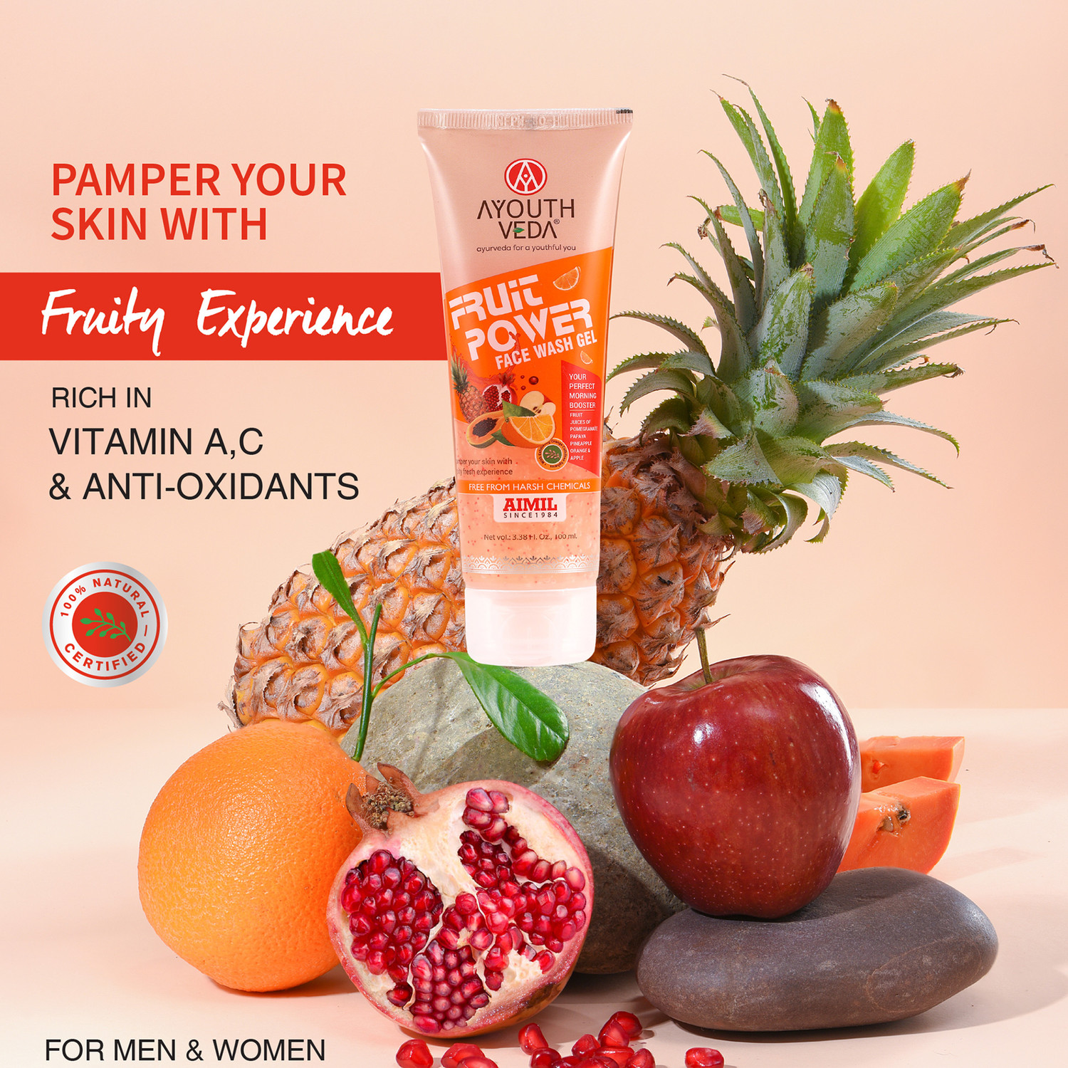 Image of AYOUTHVEDA Fruit Gel | Pamper YoSkin With Vitamin A, C & Anti-Oxidents Face Wash