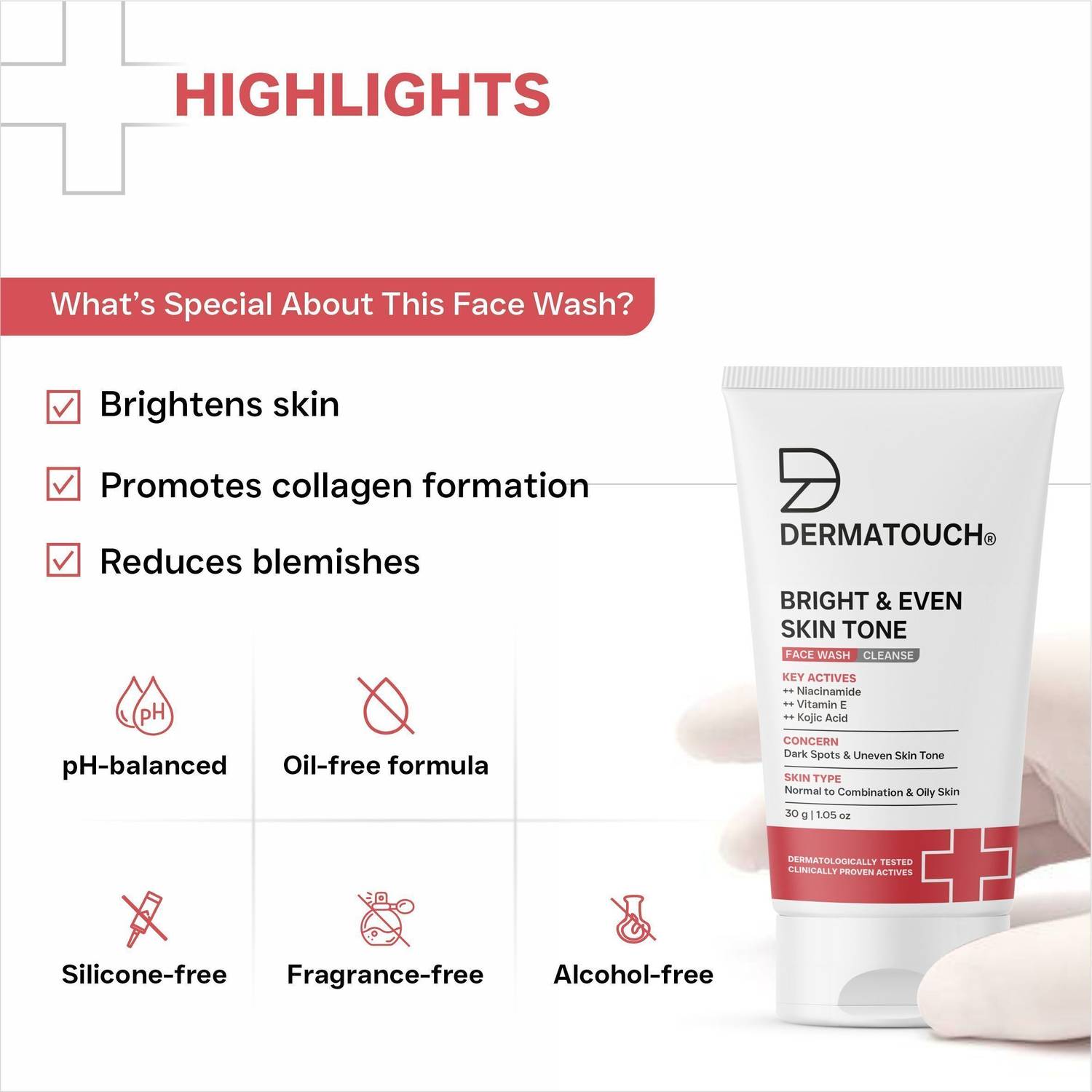 Dermatouch Bright & Even Skin Tone Face Wash 60g - Image 4