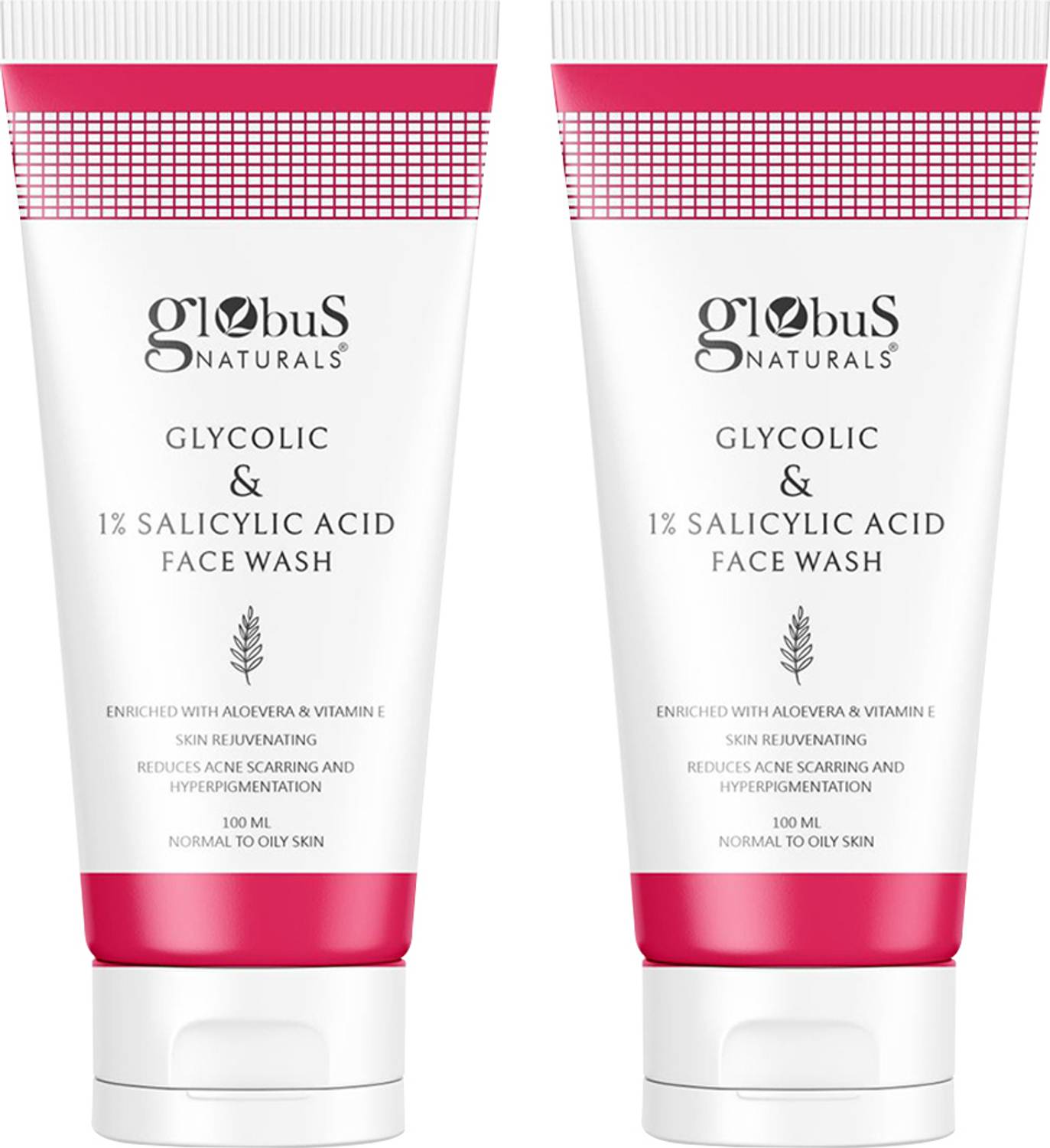 Globus Naturals Glycolic & 1% Salicylic Acid Face Wash, Pack of 2 - Image 1