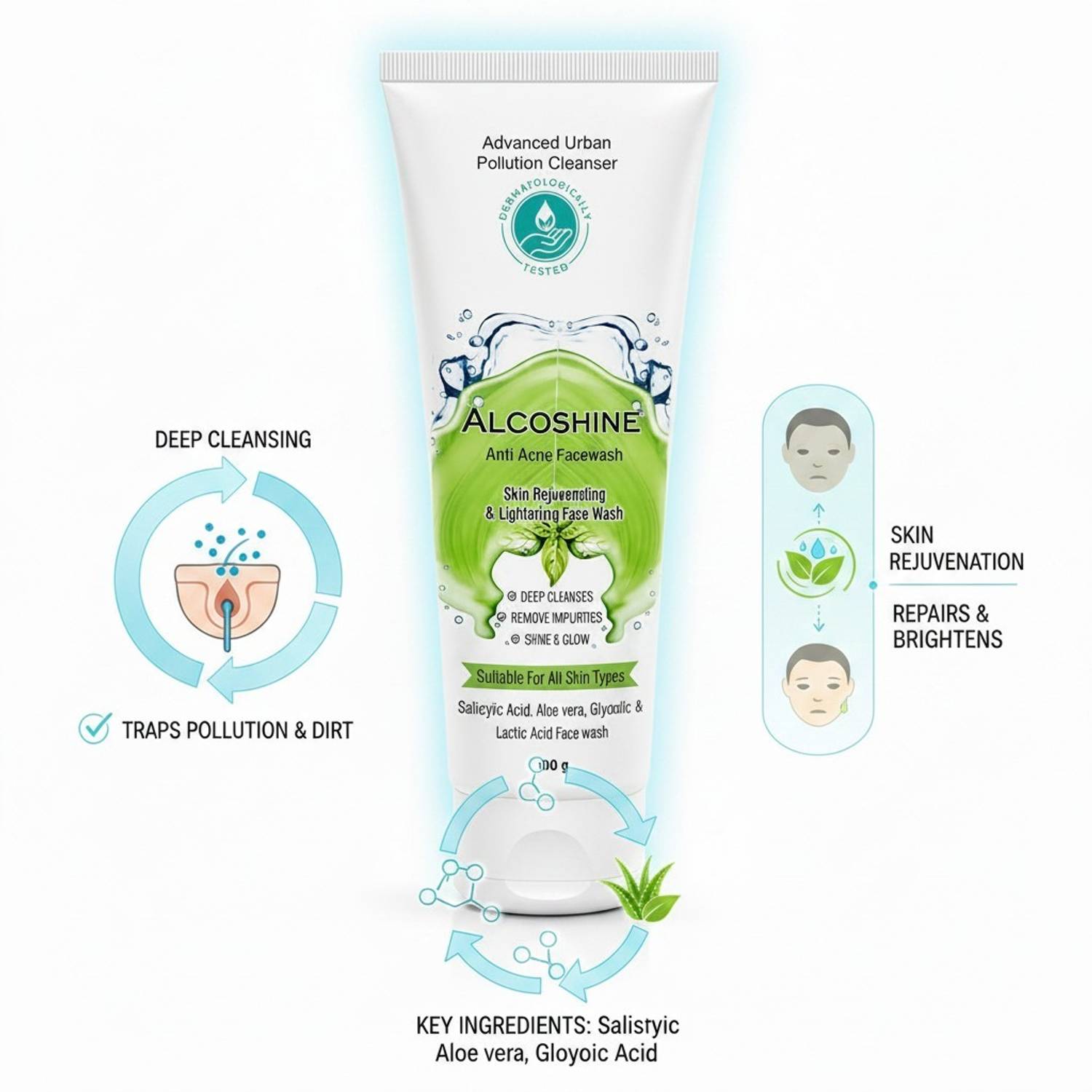 ALCOSHINE Anti Acne Face Wash - Image 2