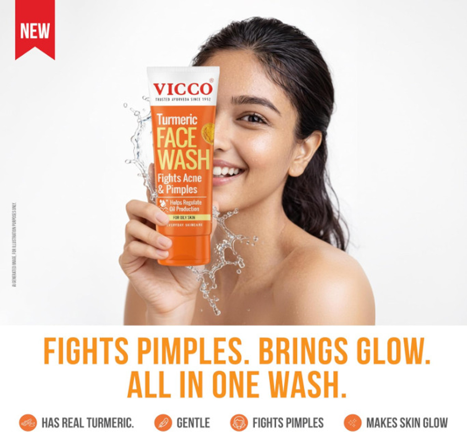 Image of VICCO Turmeric Fights Acne & Pimples Face Wash