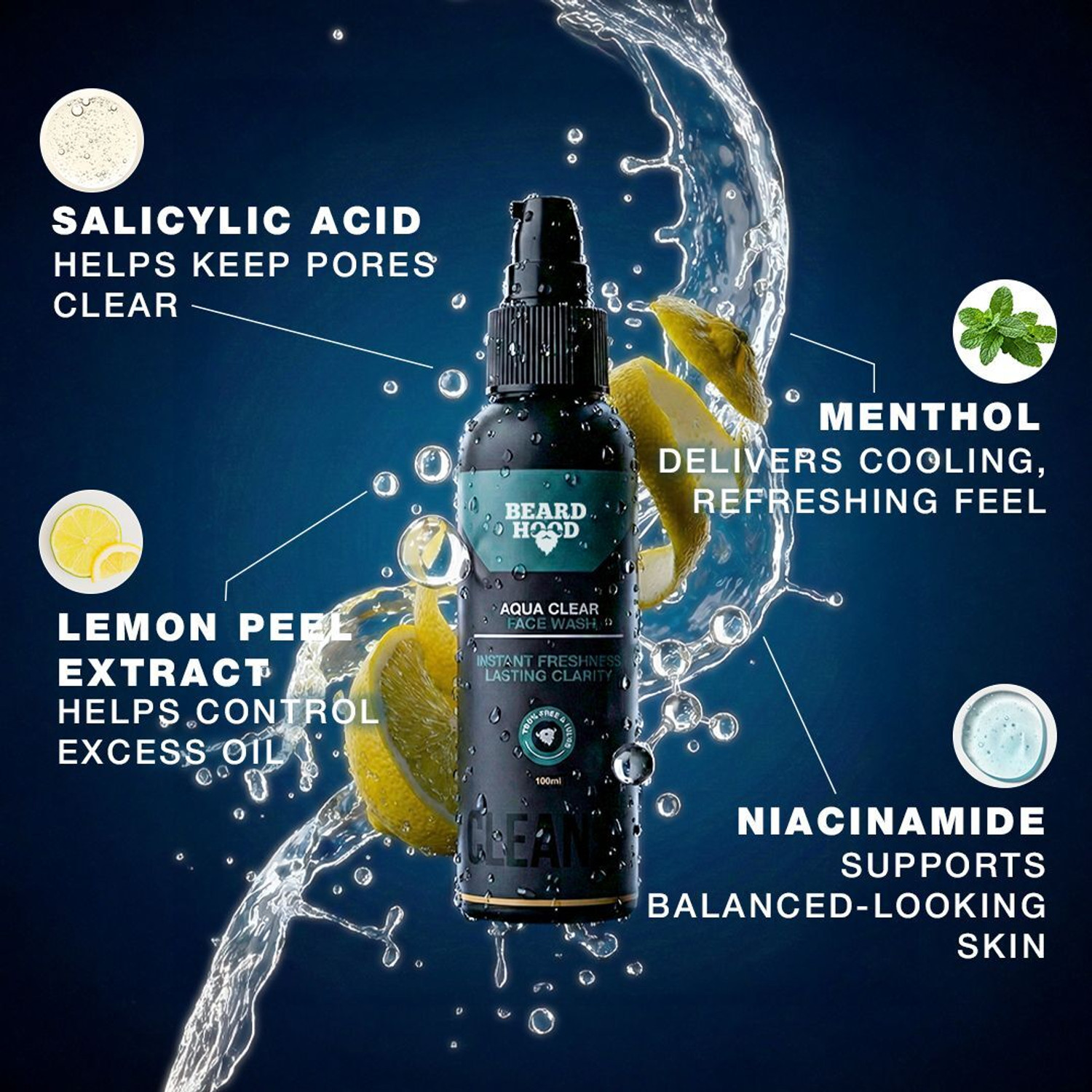 Image of BEARDHOOD Fights Acne & Pimple, Brighten Skin, All Skin Types Face Wash