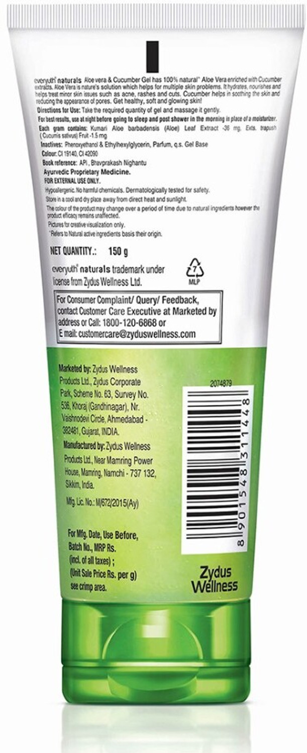 Image of Everyuth Naturals Nourishing Aloe Vera and Cucumber Gel Protects from Acne, Cuts and Rashes Face Wash