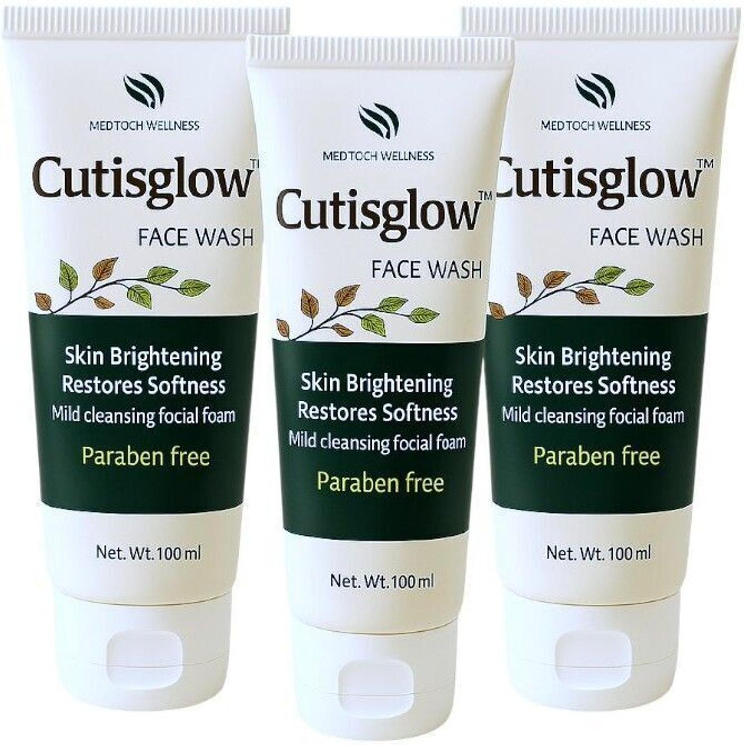 Image of Cutisglow Skin Brightening , Fades Blemishes, Hyperpigmentation, Dark Spots, Curcuma Longifolia (Pack of 3) Face Wash