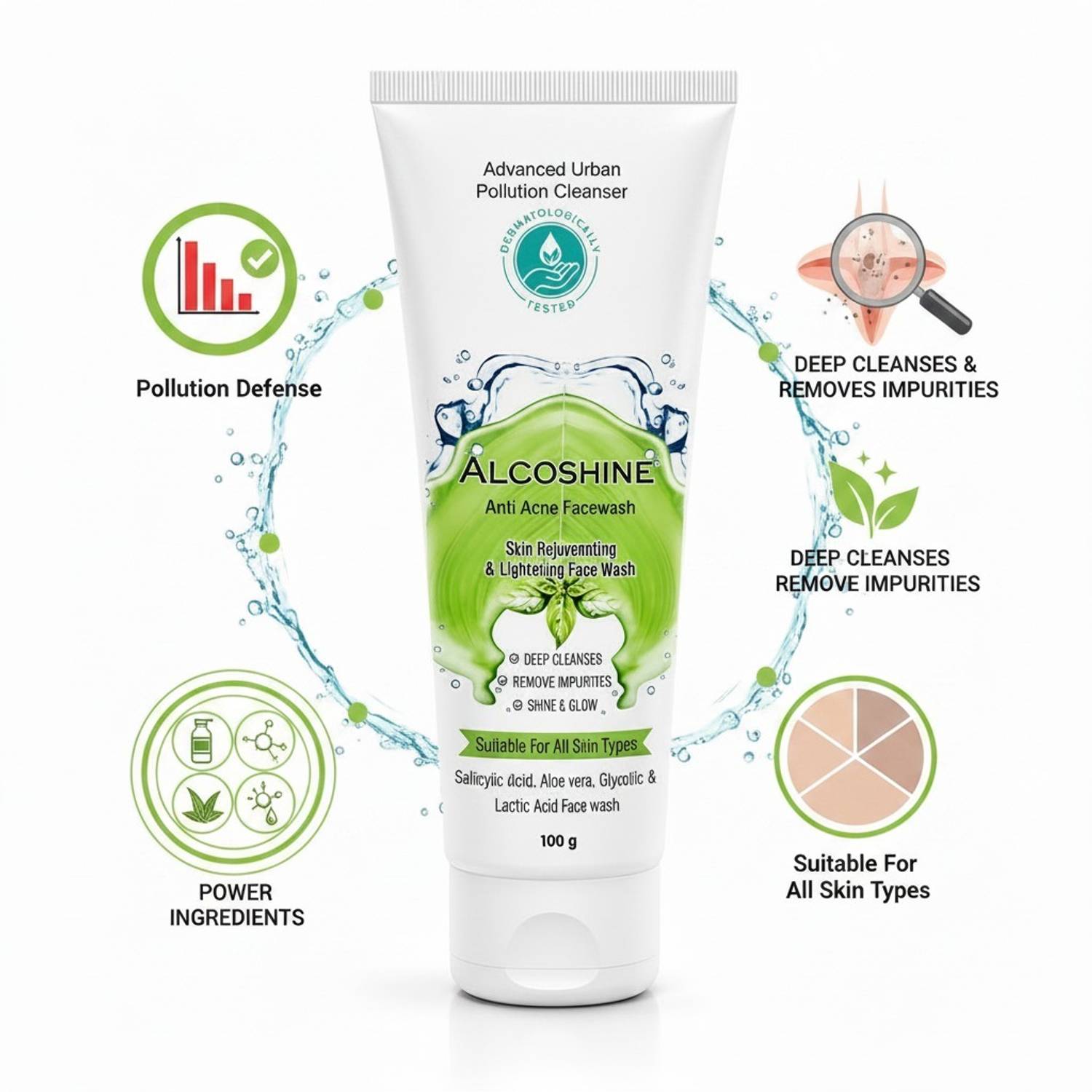 ALCOSHINE Anti Acne Face Wash - Image 3
